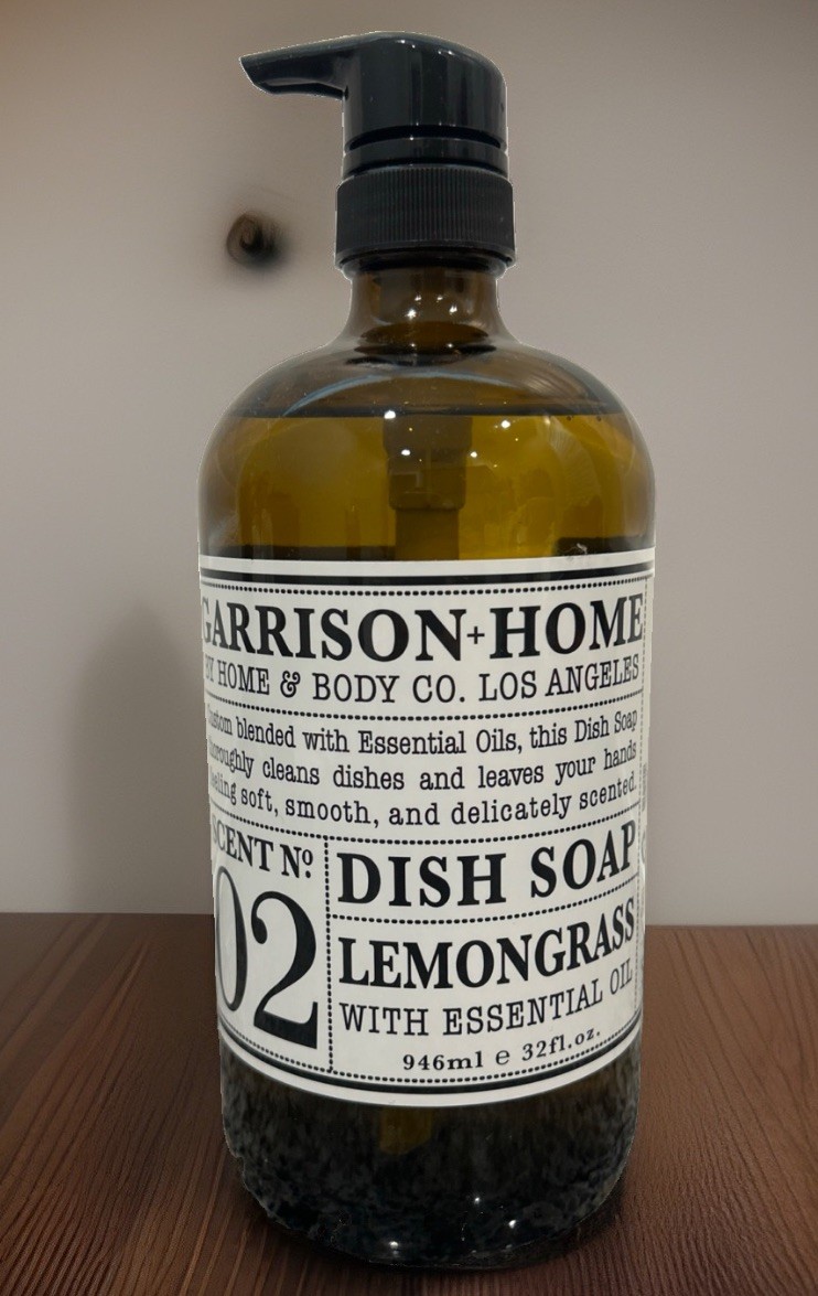 Garrison Home Body Lemongrass Dish Soap Essential Oil JUMBO 32oz GLASS BOTTLE