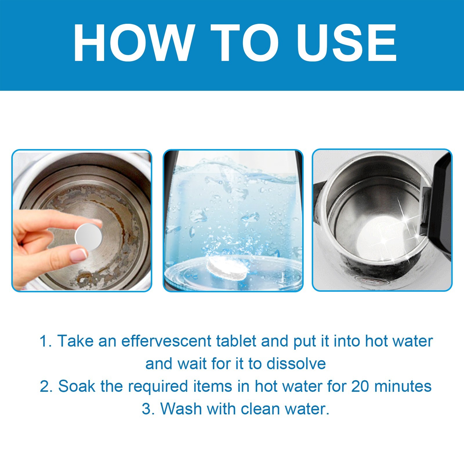 Jakehoe Limescale Remover Effervescent Cleaning Tablets For Kettle Coffee Machin