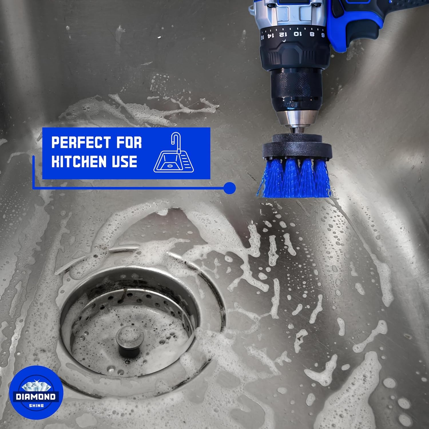 Diamond Shine 3-Pack Multipurpose Drill Brush Attachment – Turns Drill Into Elec