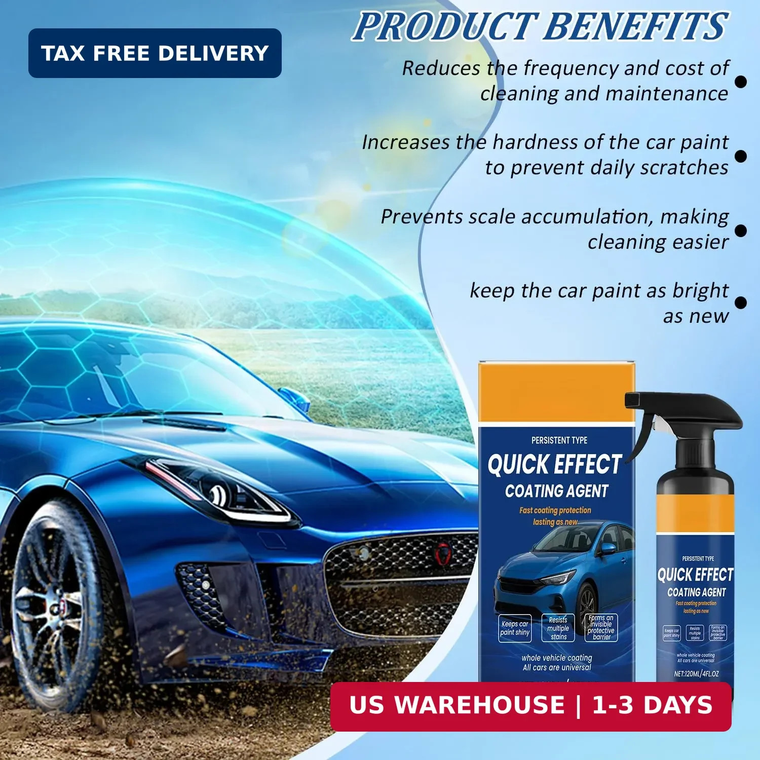 2Pcs Advanced Car Quick-Acting Coating Agent Spray, Quick Effect Coating Agent f