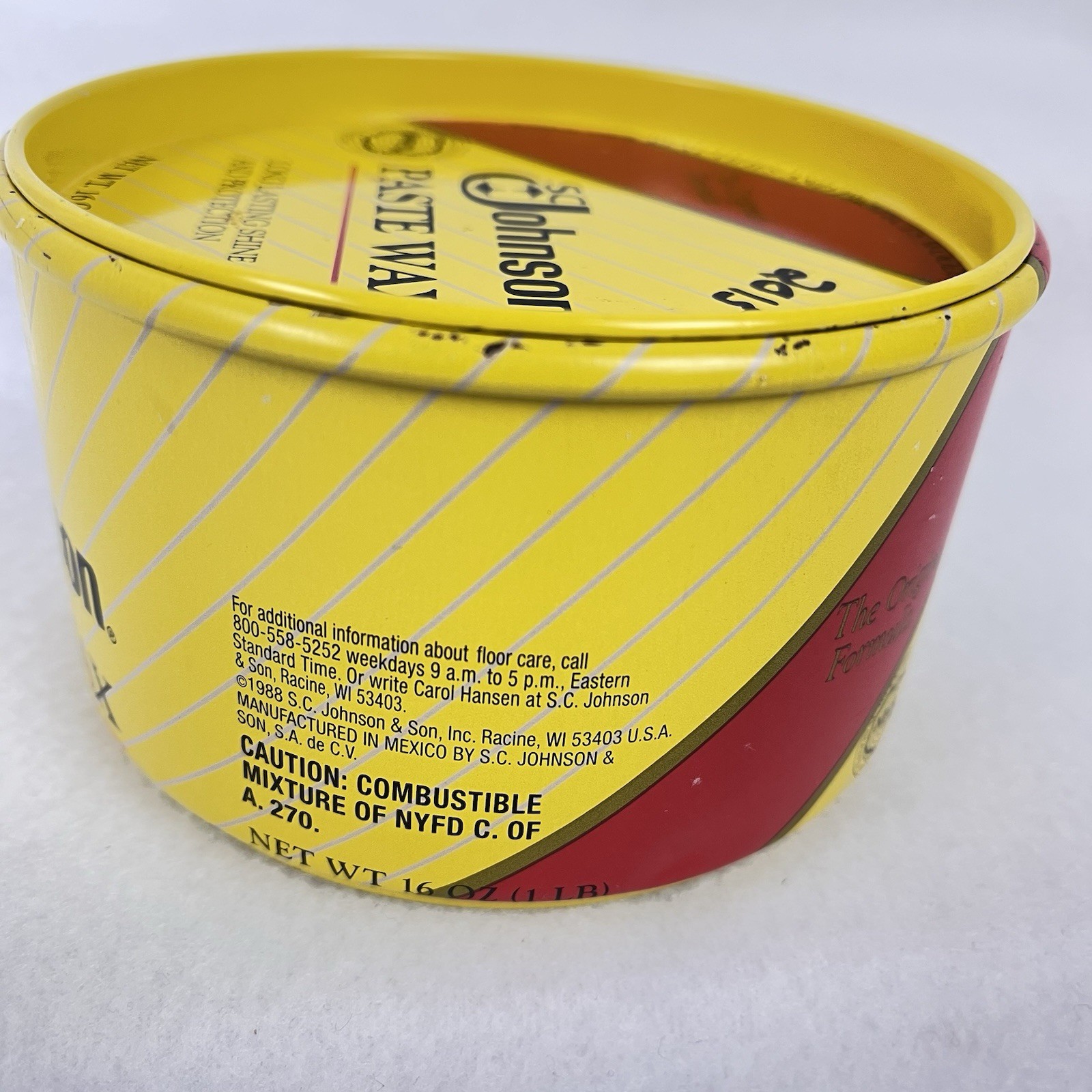 SC Johnson Paste Wax The Original Formula 16oz Container 15.7 oz Total Weight