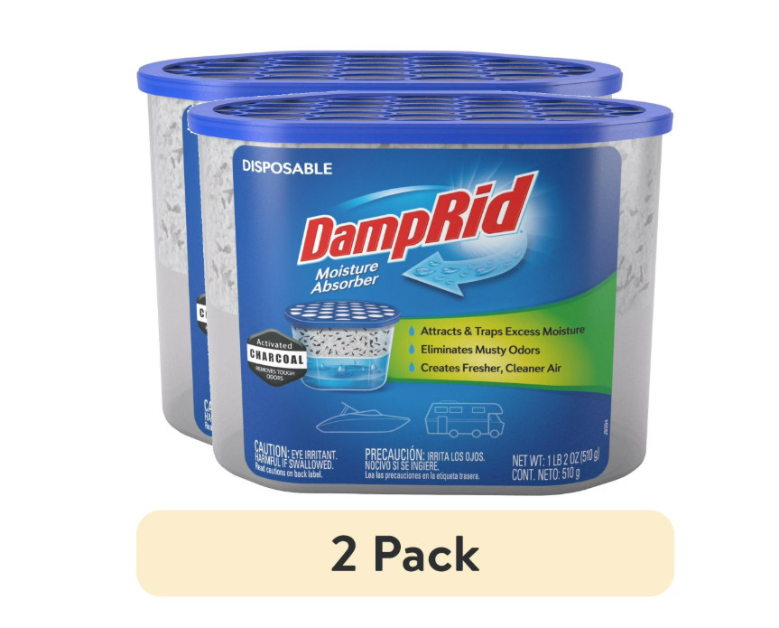 DampRid Moisture Absorber with Activated Charcoal for Boats & RVs 18 oz, 2PACK