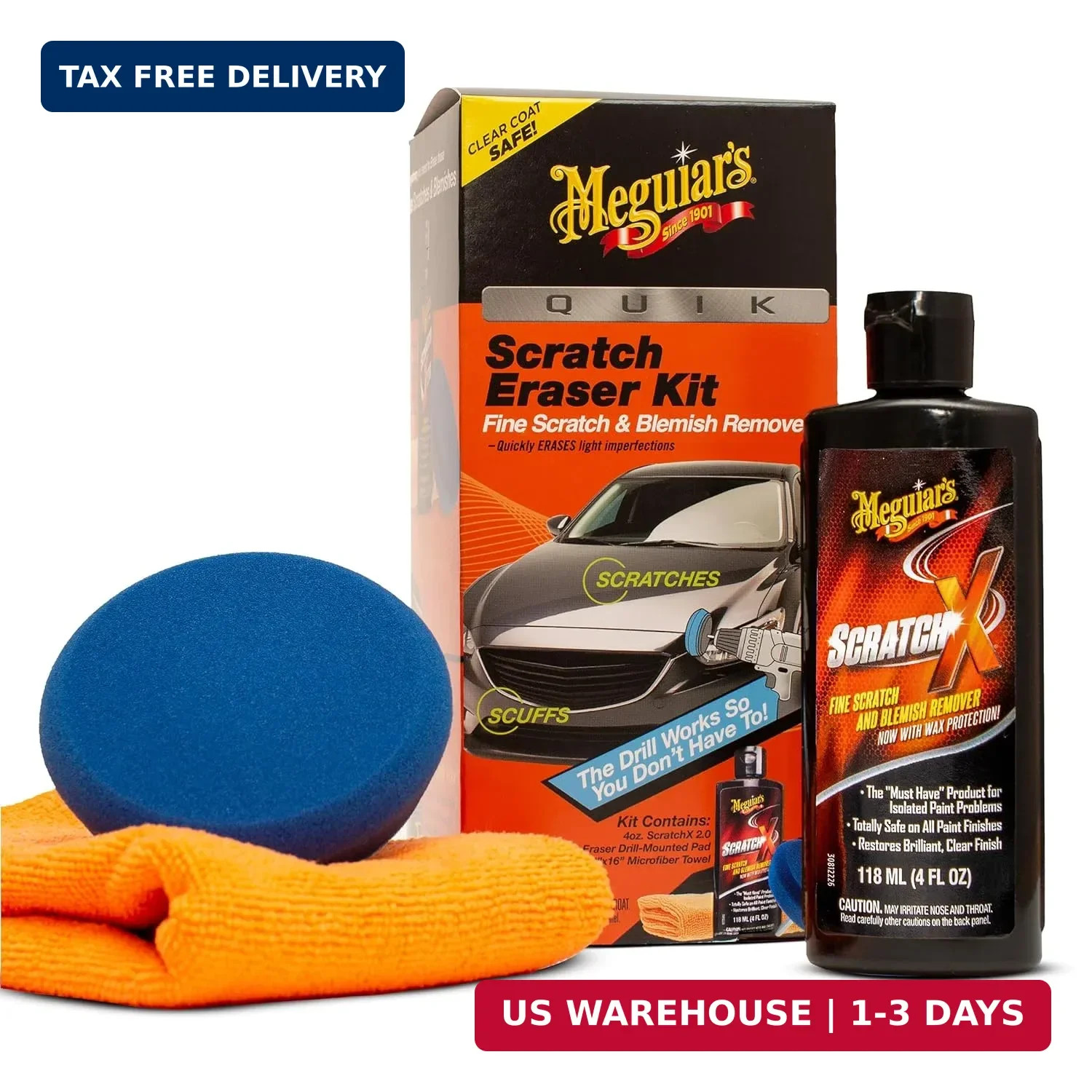 Meguiar’s Quik Eraser Kit, Car Scratch Remover for Repairing Surface Blemishes,
