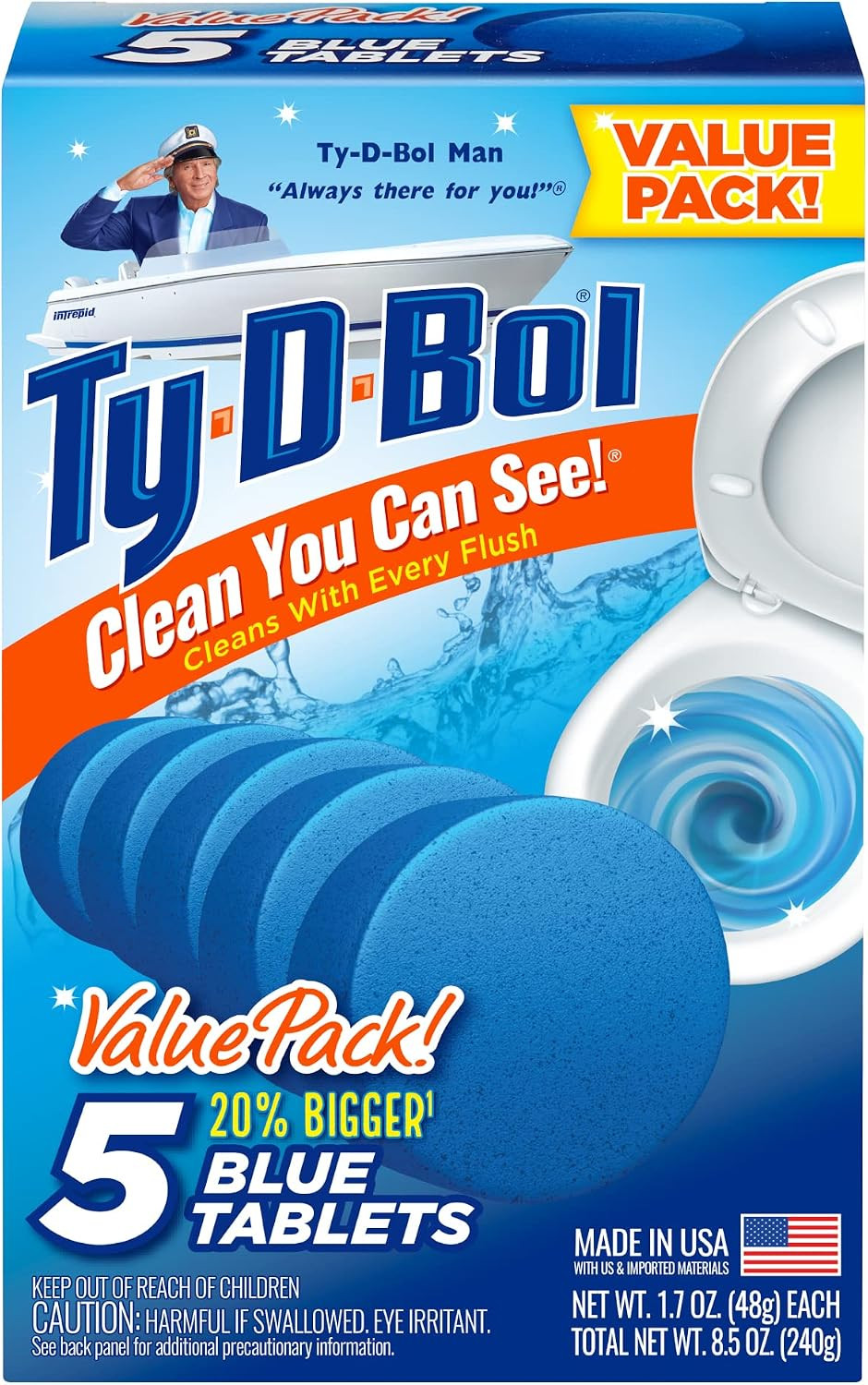 Ty-D-Bol Toilet Bowl Cleaner Tablets, Bleach-Free, 5 Pack | Automatic Drop-In, R