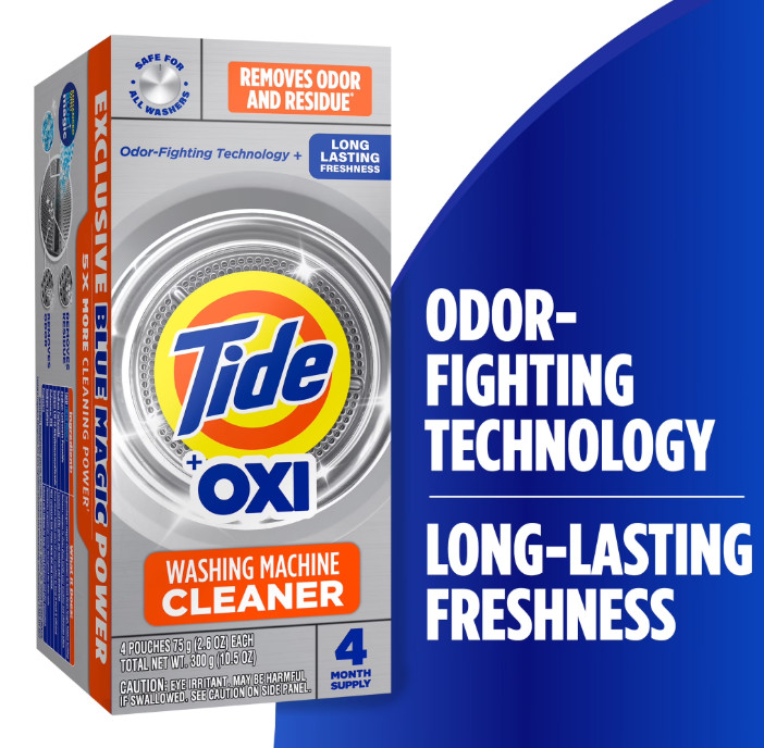 Washing Machine Cleaner Oxi Powder Odor Eliminator Residue Remover 4 Pack New