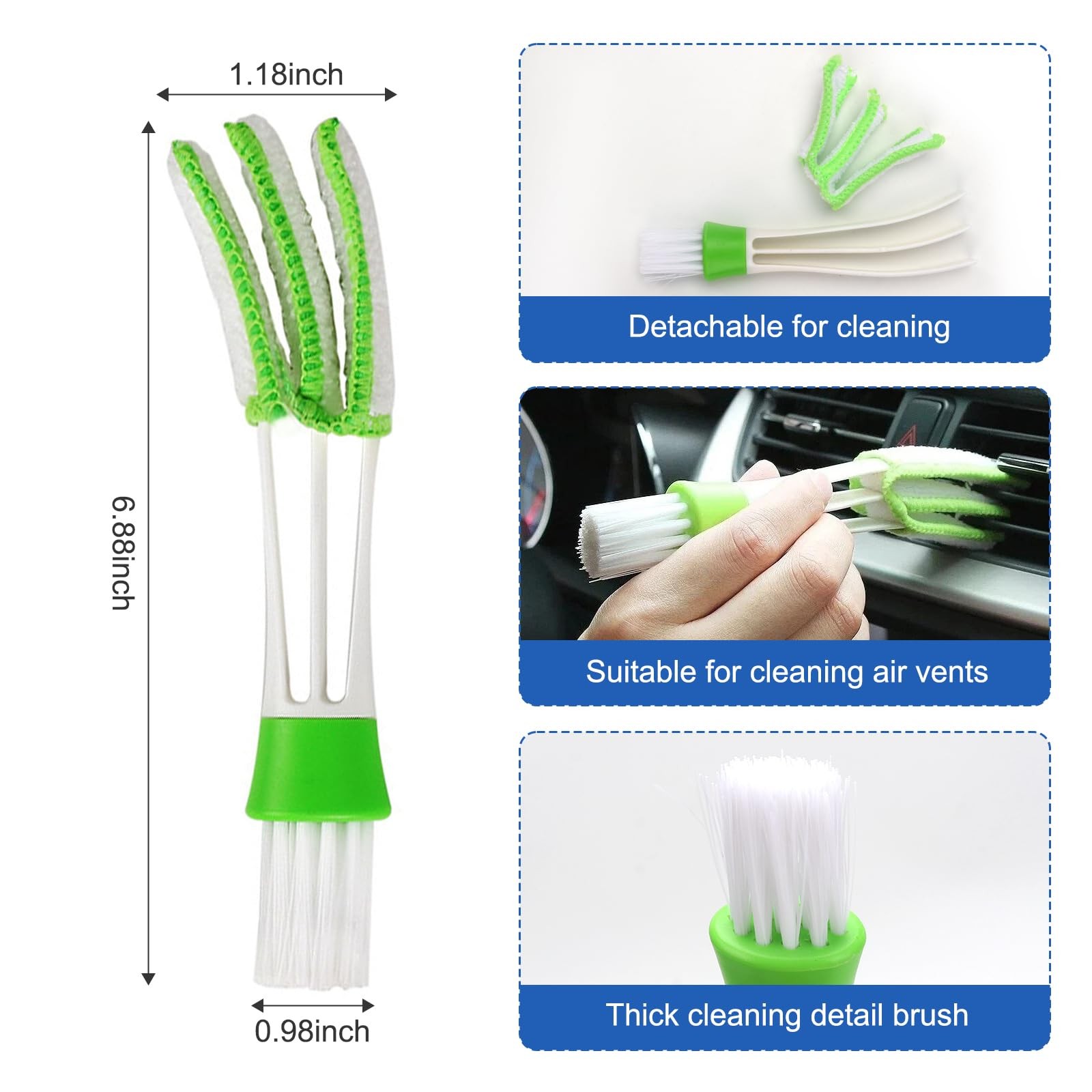 Auto Car Detailing Brush Set Car Interior Cleaning Kit Includes 3 Boar Hair D…