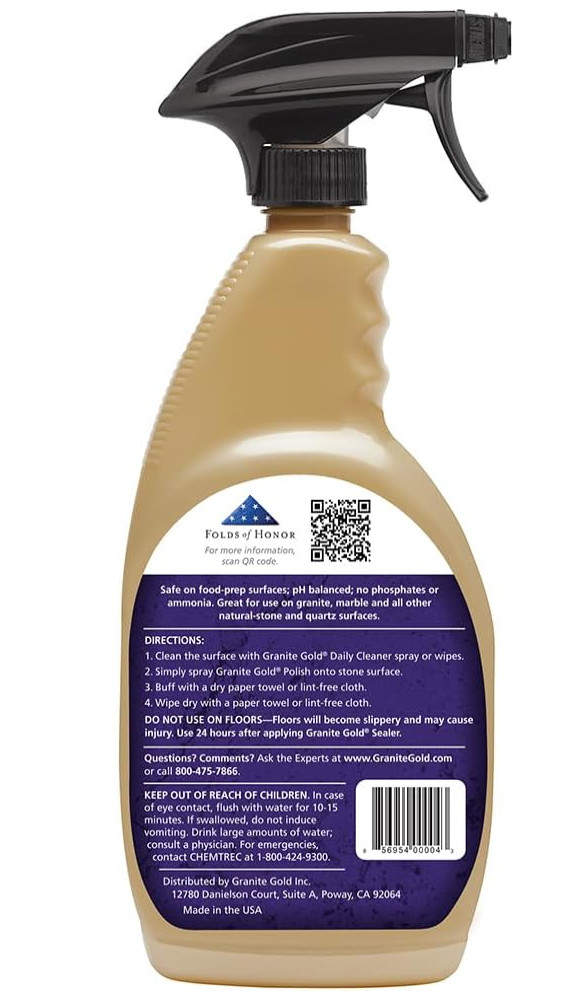 Abrillantador de encimeras para granito, cuarzo, mármol y más, paquete 24 fl oz.