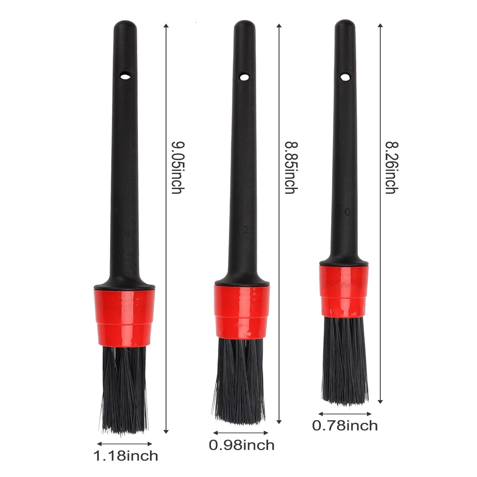 Auto Car Detailing Brush Set Car Interior Cleaning Kit Includes 3 Boar Hair D…