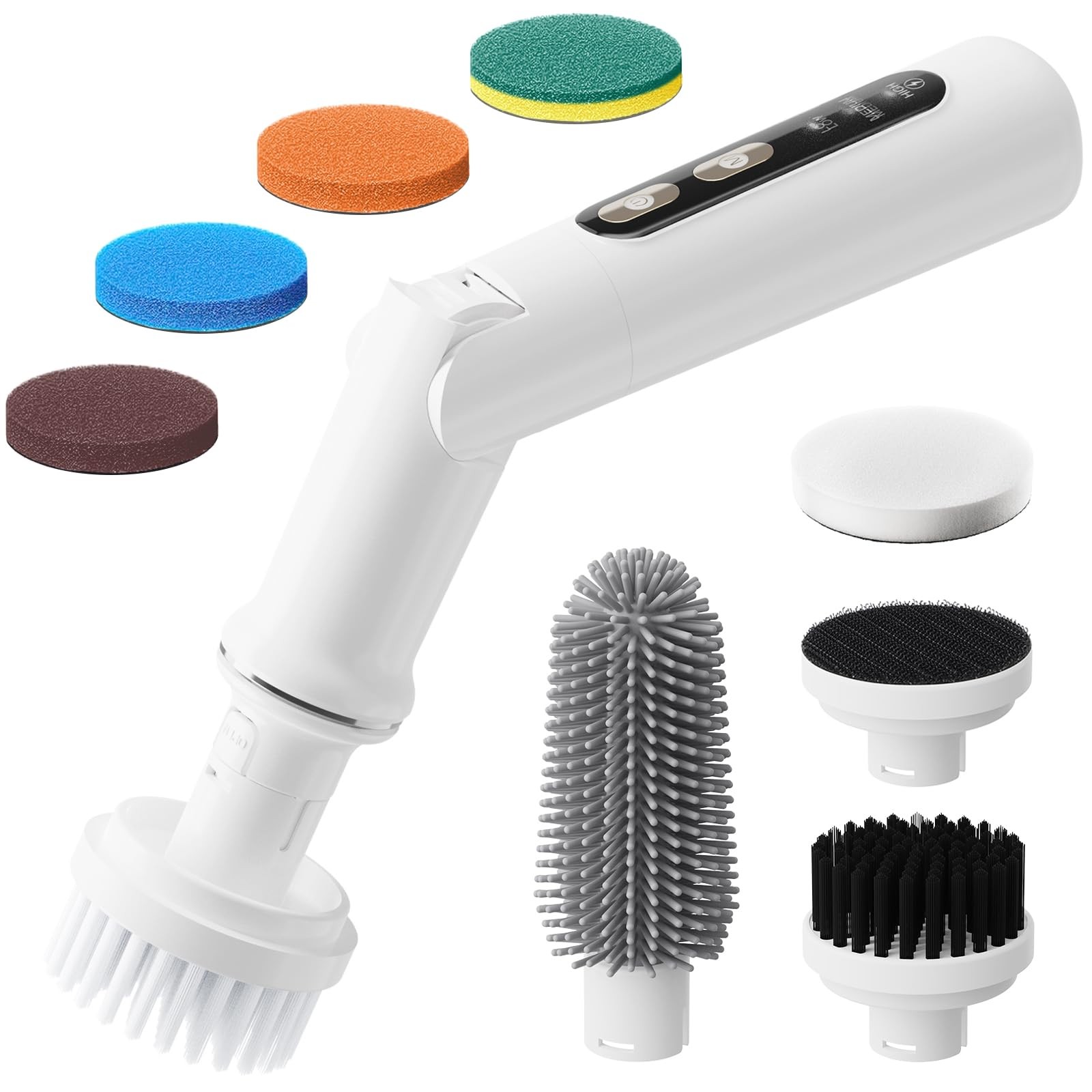 Spin Scrubber – Cordless Shower Scrubber with 4 Replaceable Heads,3 Speeds Sc…