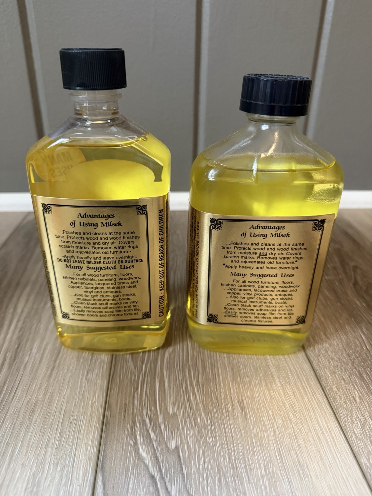 Vintage Milsek Furniture Polish & Cleaner W/ Lemon Oil Glass 12 Oz Bottle Lot 2