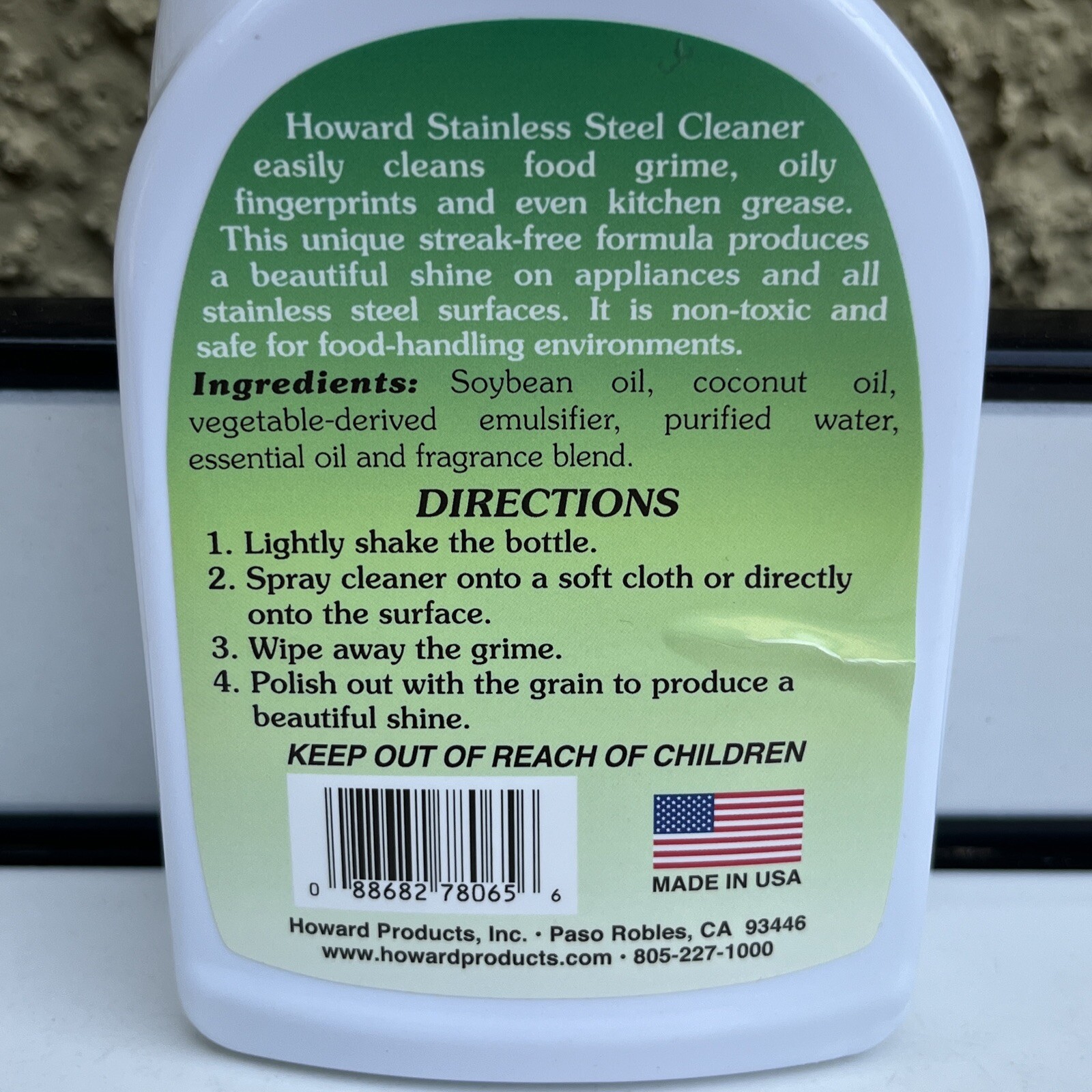 New Howard Natural Stainless Steel Cleaner 16 Oz Discontinued Lemongrass Lime