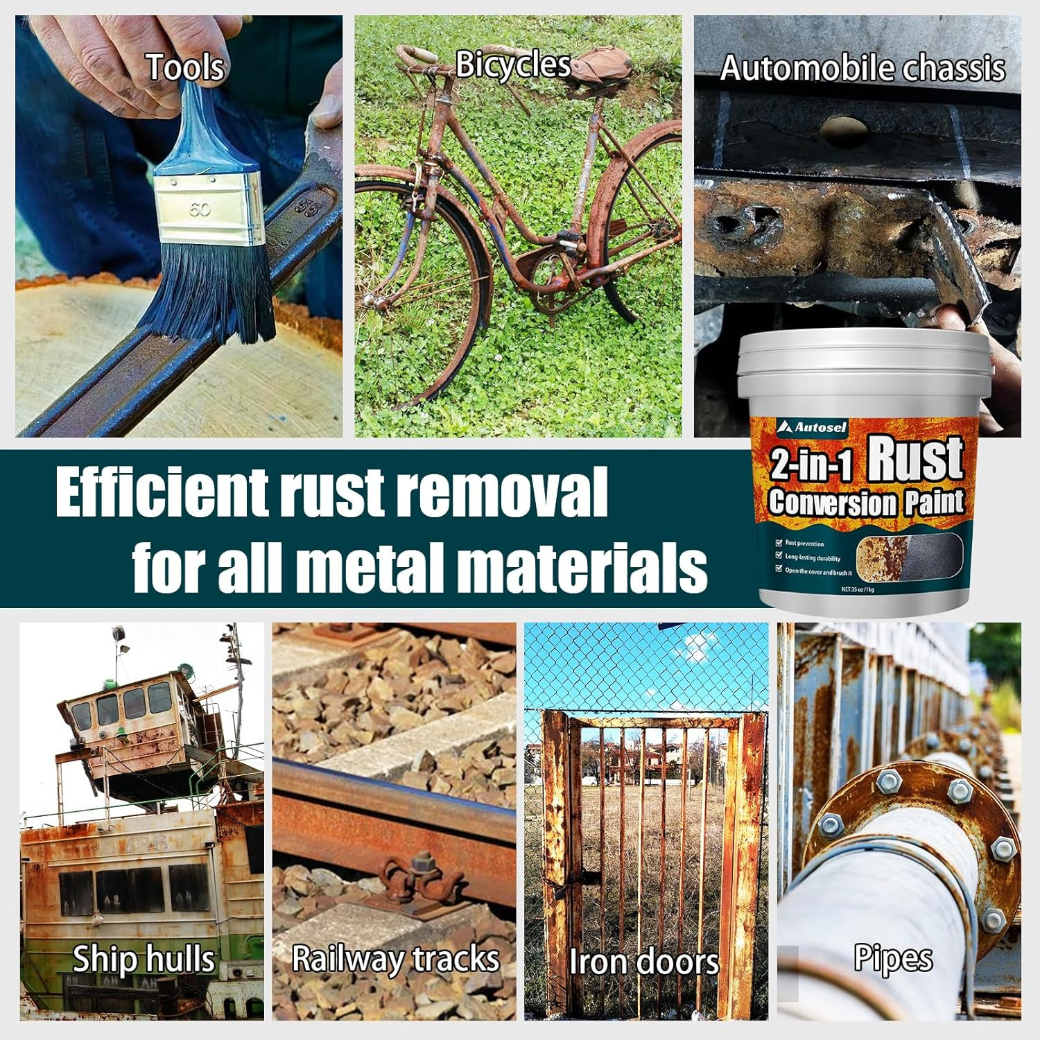 2-In-1 Rust Converter & Metal Primer, Stops Rust,Rust Inhibitor Paint for Metal