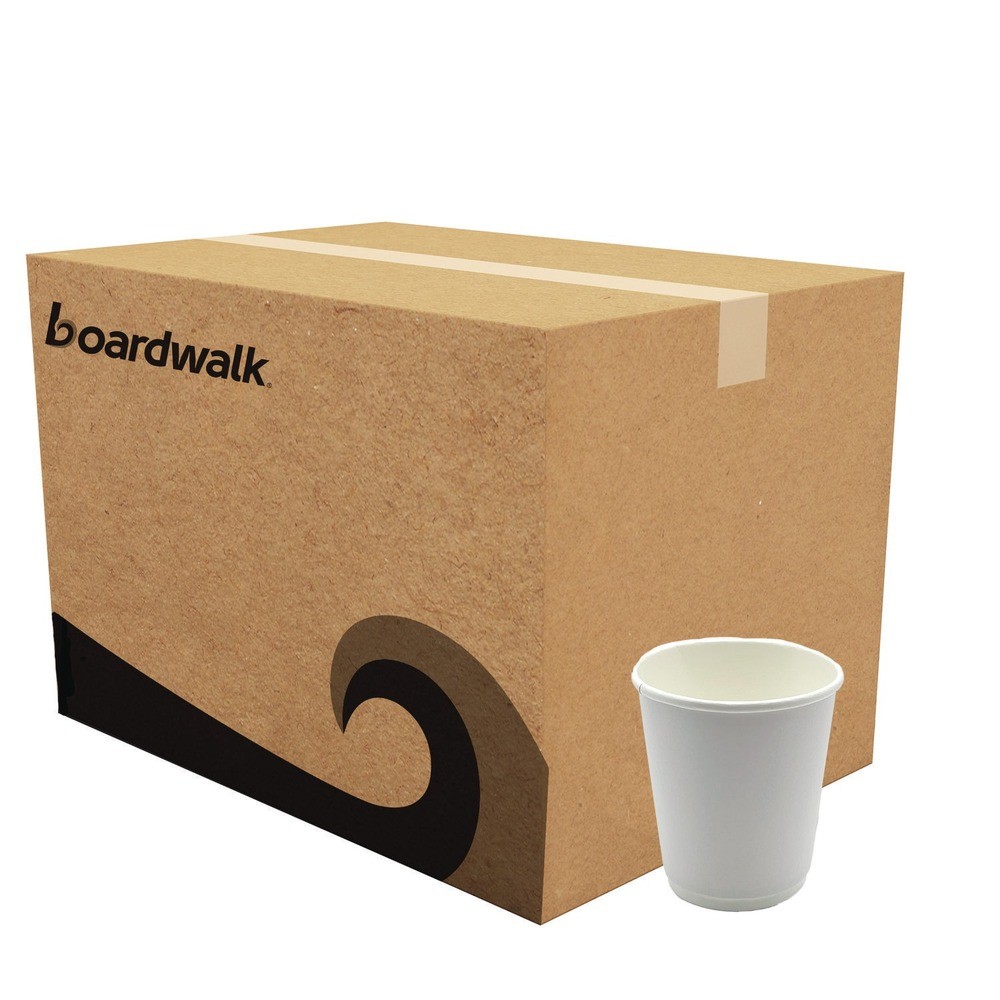 Boardwalk DW8HCUPPK 8 oz Double-Walled Paper Hot Cups – White (25/Pack) New