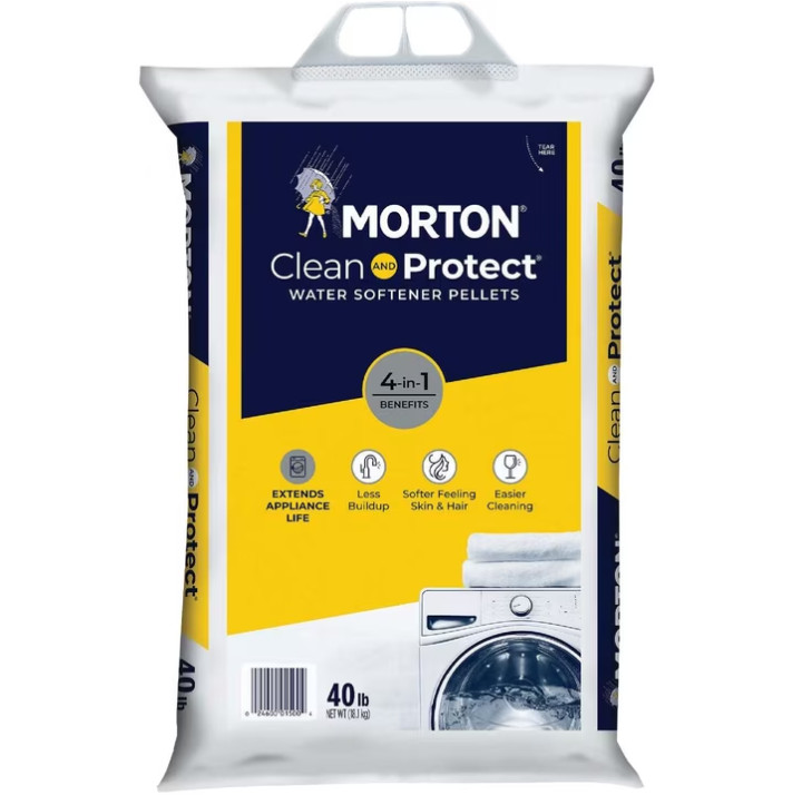 4 Bag Morton Clean and Protect Water Softener Salt Pellets, 40 lb Bag