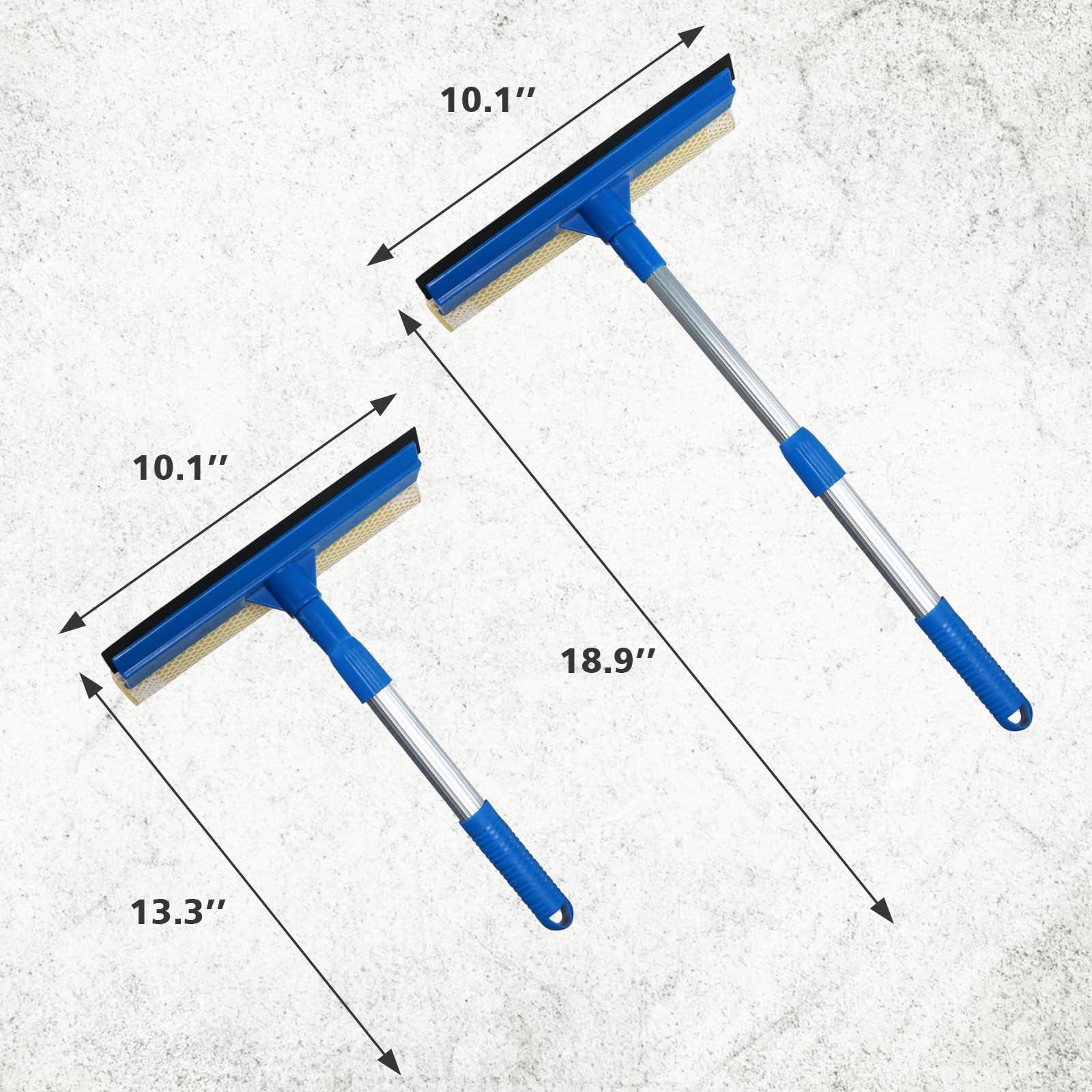 2 in 1 Window Squeegee with Long Stainless Steel Handle Sponge Cleaner