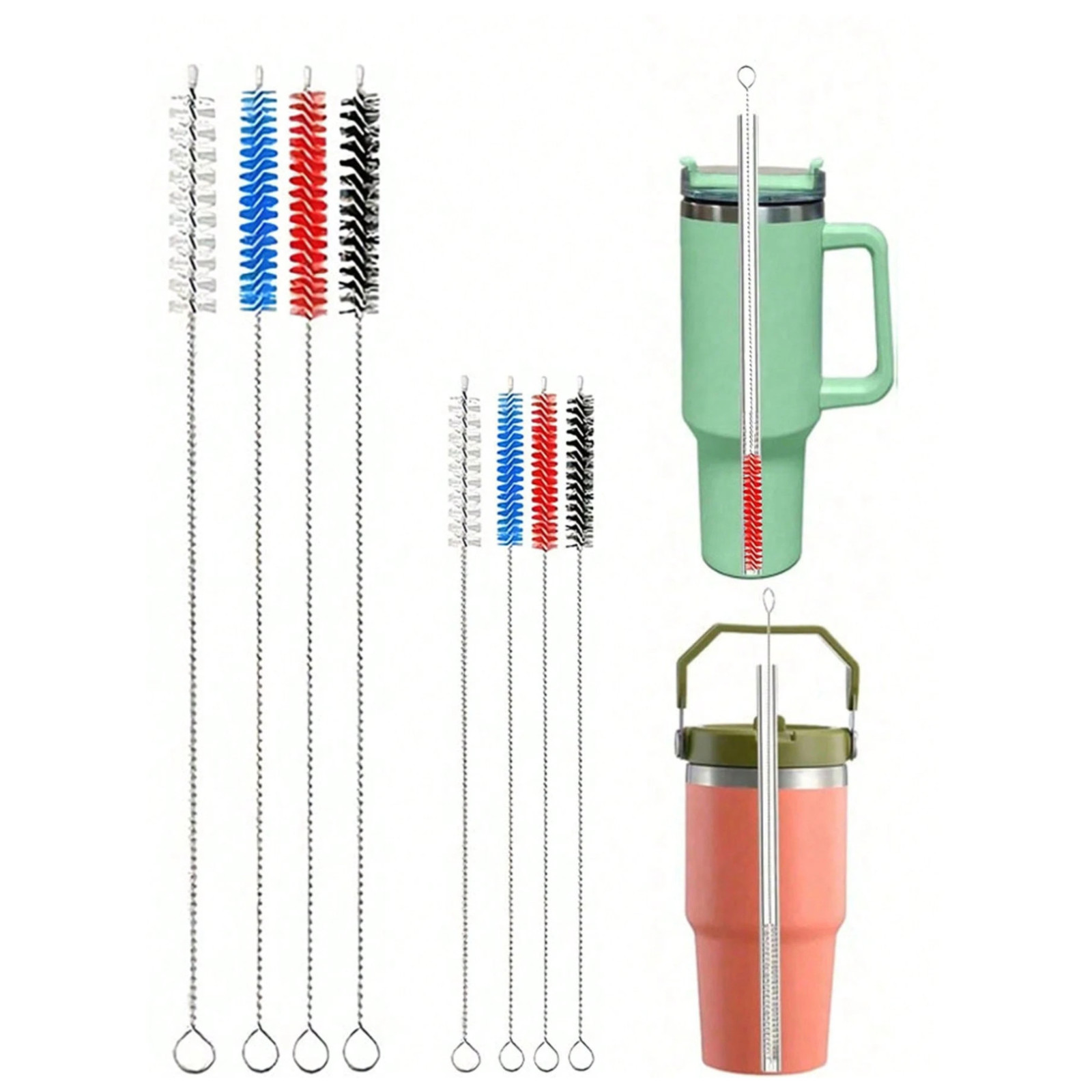 8/4PCS Nylon Straw Brush Cleaner Bottle Tube Pipe Small Long Cleaning Brushes
