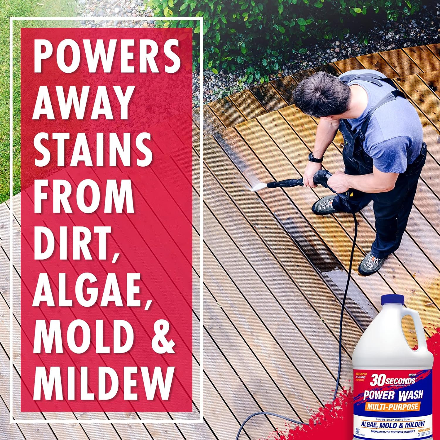 Pressure Washer Concentrated Cleaner – Power Cleans Stains from Algae, Mold & Mi