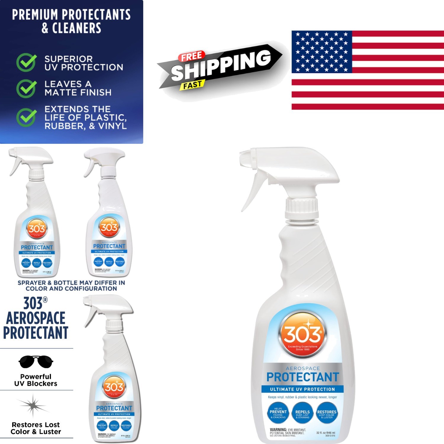 Aerospace Protectant Spray 32 Fl Oz UV Protection for Rubber and Vinyl Surfaces