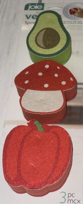 Joie Veggie Sponges, 3 Pack – 9×8.8x3cm – Fun Decorative Veggie Shaped Sponges