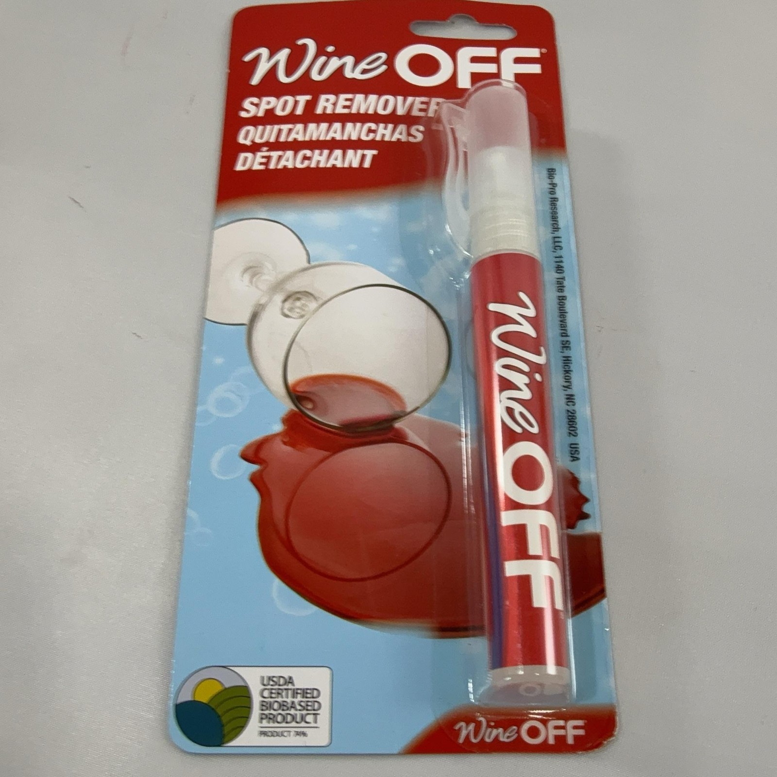 Wine Off Spot Remover Pen 0.34 Oz USDA Biobased Plant Based Stain Remover USA