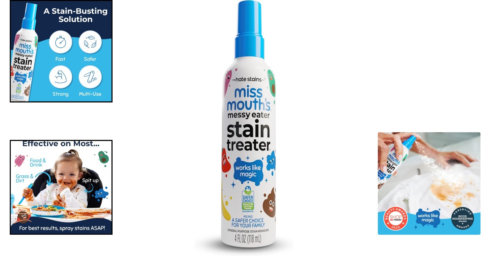 4oz Unscented Stain Remove Spray – Fast Solution for Food & Grease on Baby Items