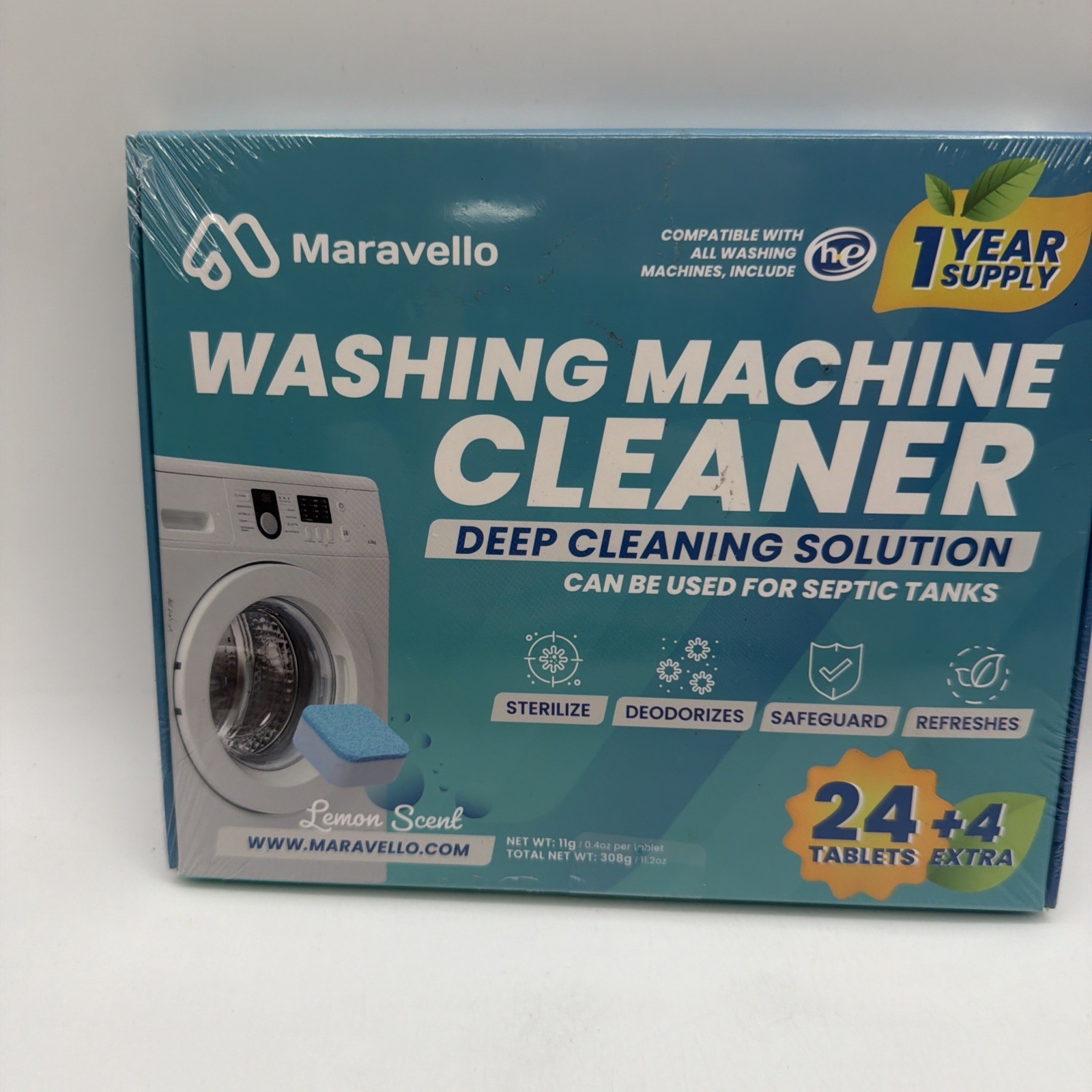 Maravello Washing Machine Cleaner Deep Washer Cleaner 24 Tablets, 1 Year