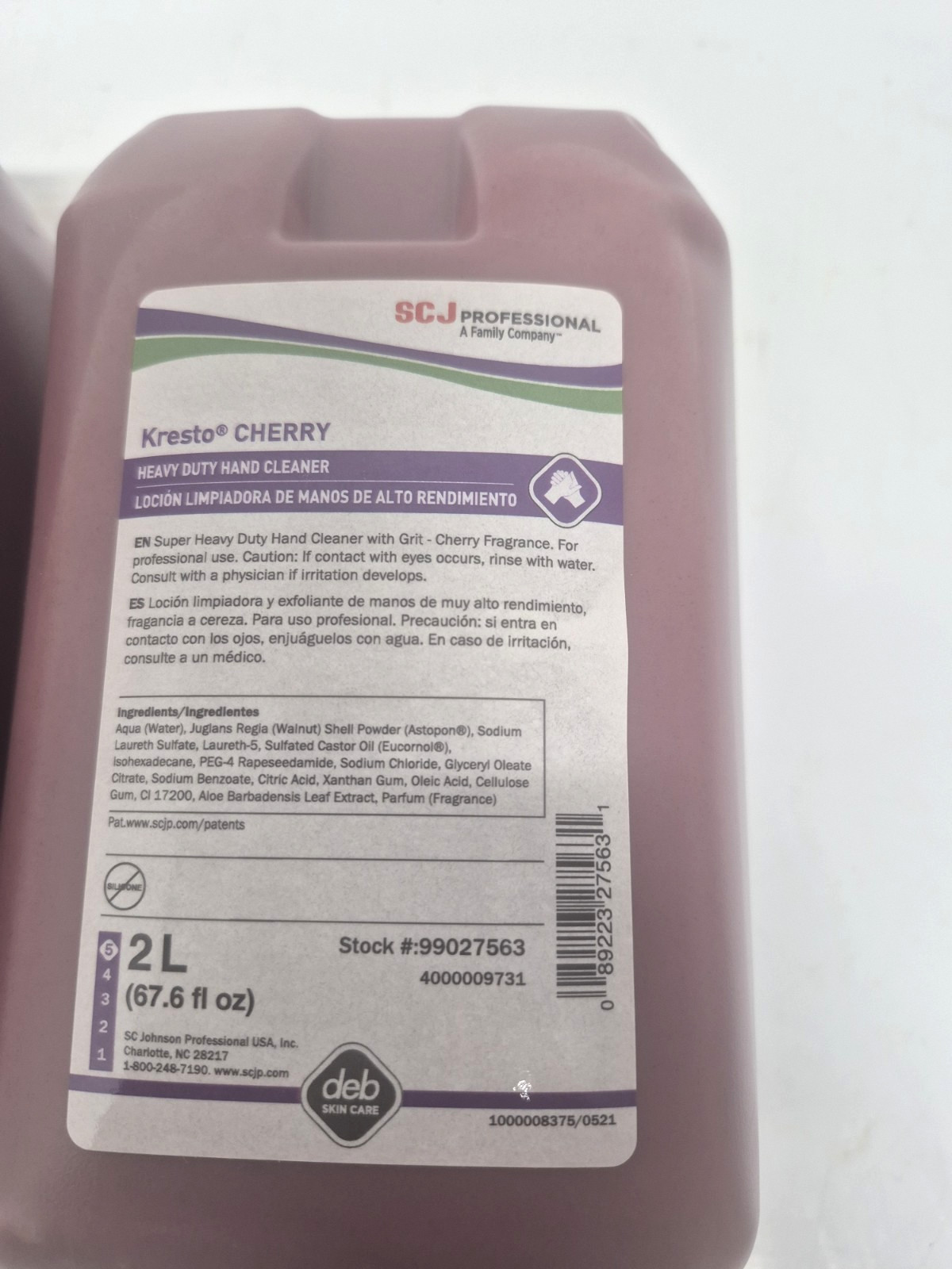 Kresto Cherry Soft Bottle 2L (67.6 Oz) Heavy Duty Hand Cleaner Lot of 2