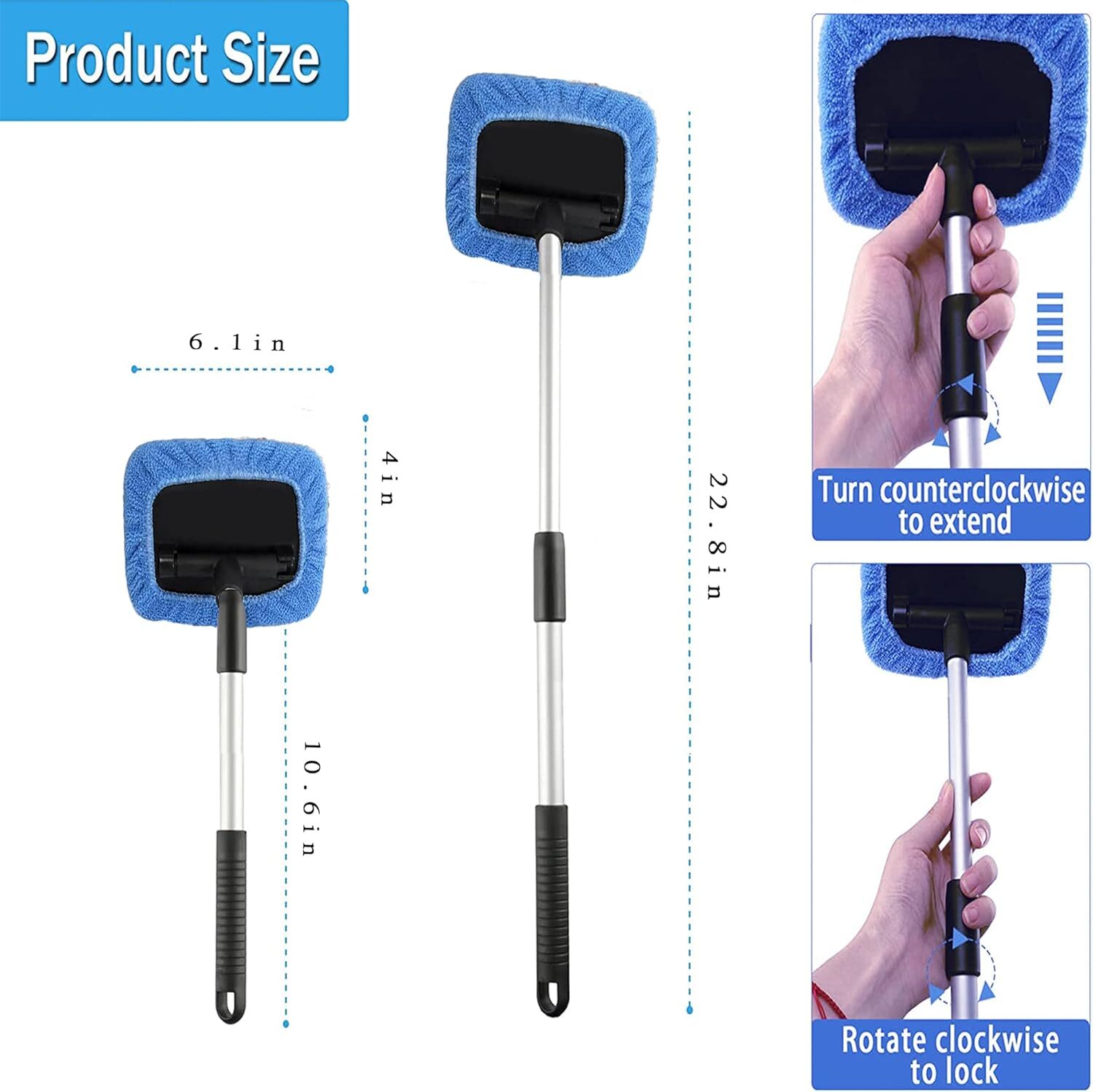 tCar Windshield Cleaning Tool inside Window Cleaner Defogger Brush Kit Microf…