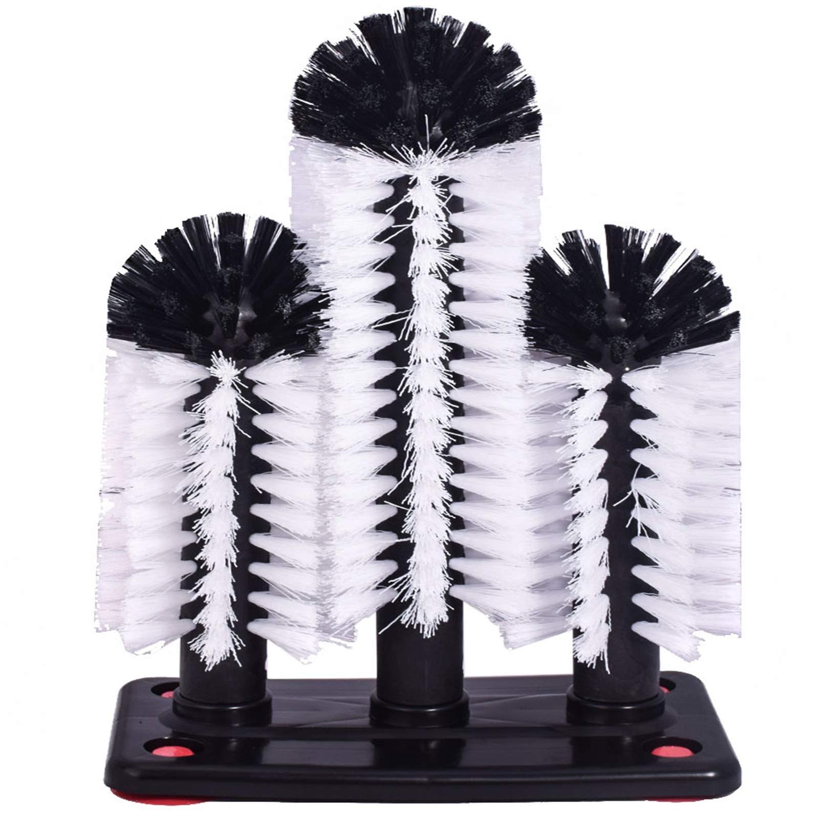 Water Bottle Cleaning Brush Glass Cup Washer with Suction Base 3 Head Bristle…