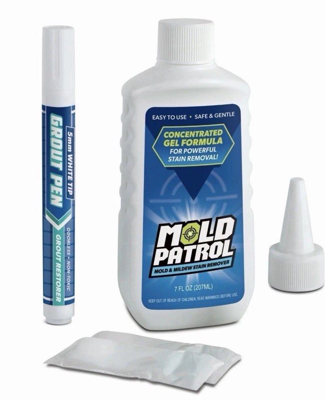 Mold Patrol Mold & Mildew Stain Remover Gel 7oz Kit w/ Grout Pen & Brush OH