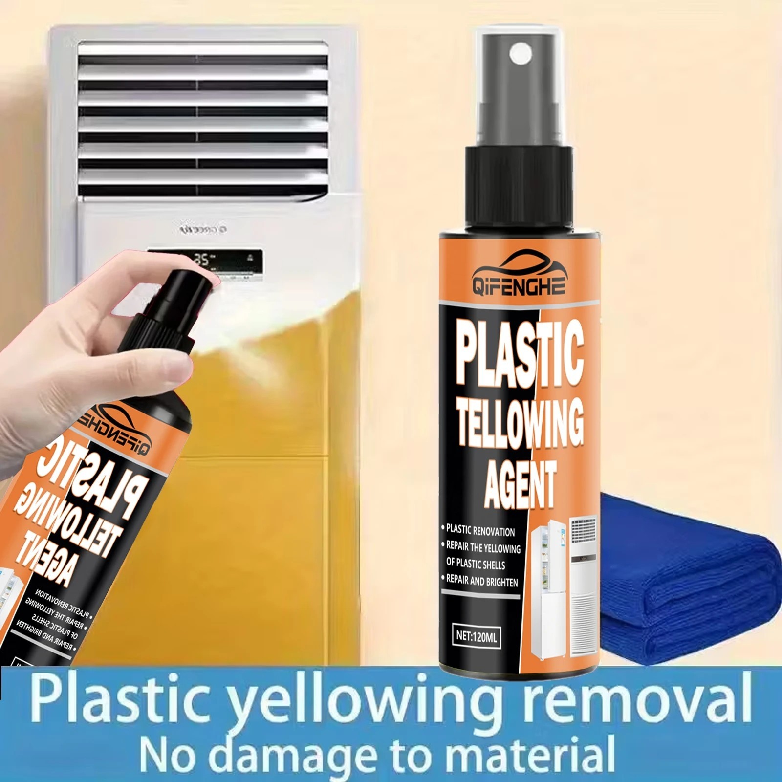 Plastic Yellowing Repair Spray 120ml Plastic Restorer Cleaner for AC Appliances