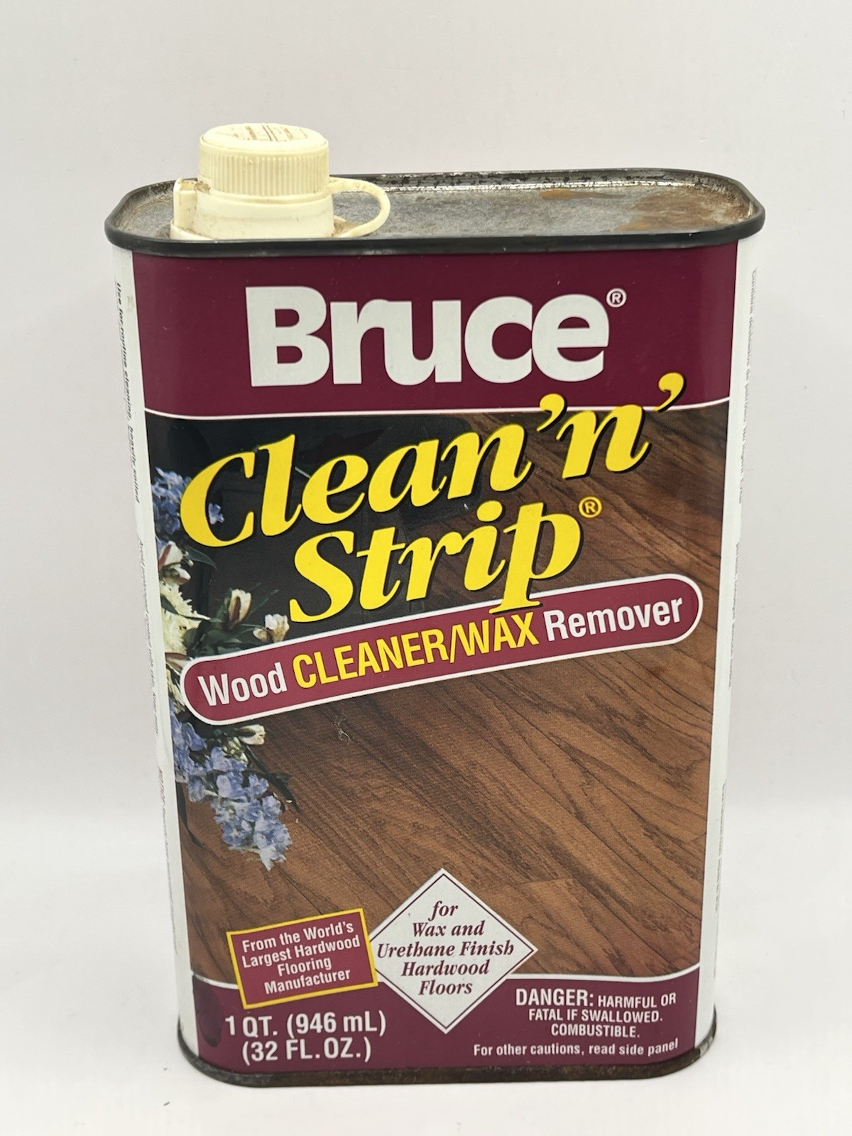 Bruce CLEAN ‘N’ STRIP Wood Cleaner & Wax Remover 1qt/32oz HALF FULL 50% Tin Can