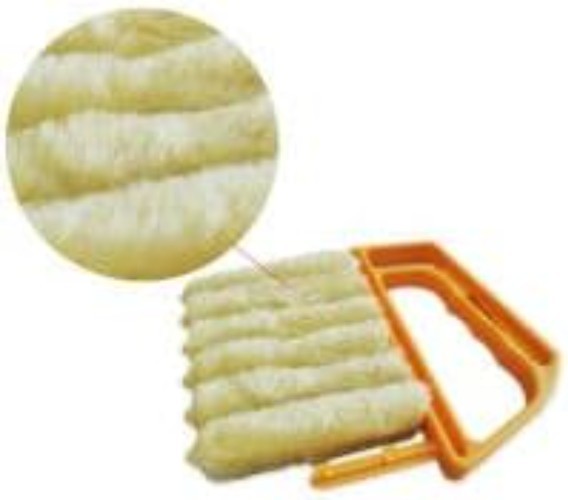 Ergonomic Mini Blind Cleaner Brush – Washable Handheld Tool, Orange 6.5″x5.5″