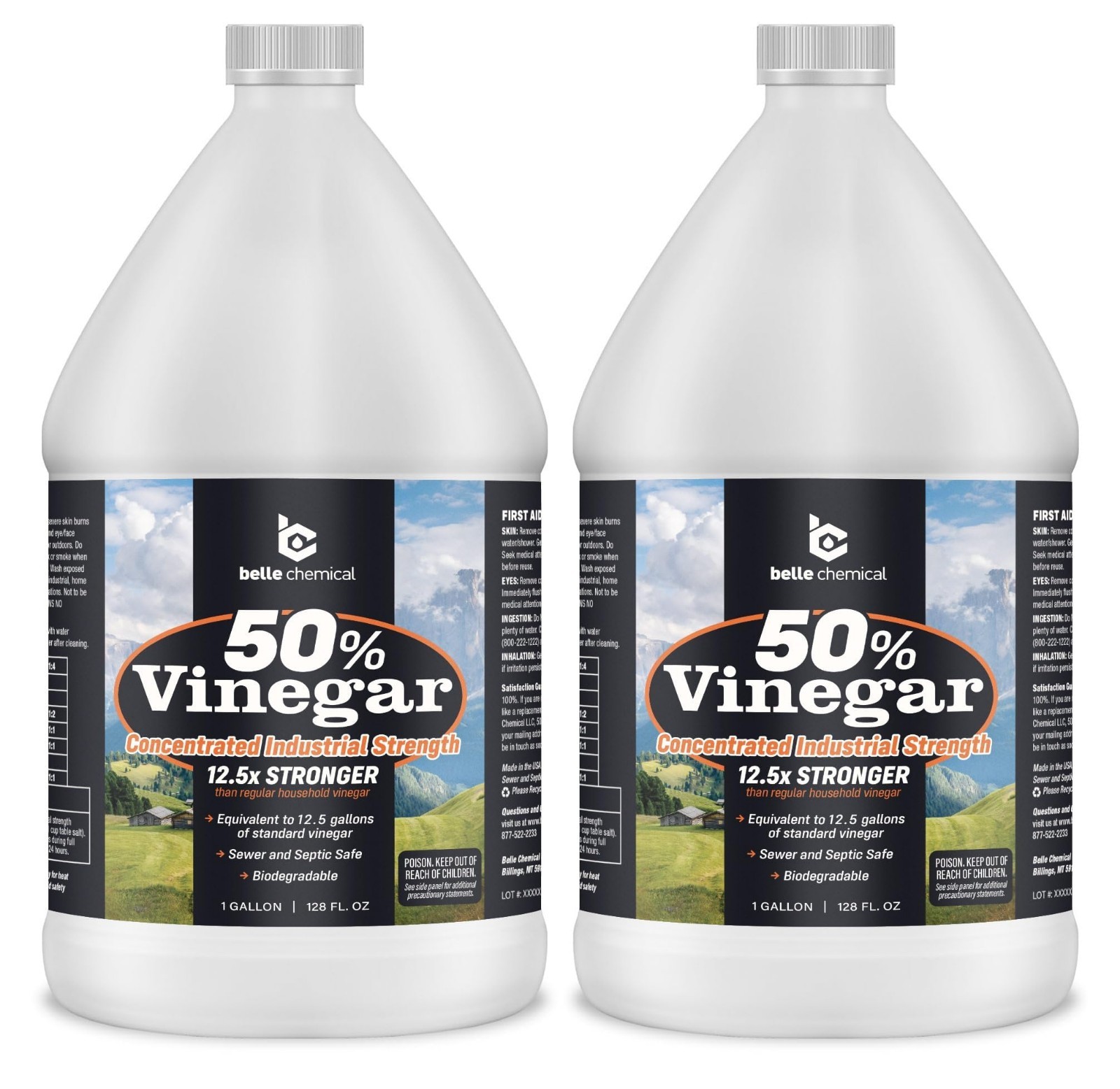 50% Pure Concentrated Vinegar – 125x Stronger Cleaner for Indoor & Outdoor Use (