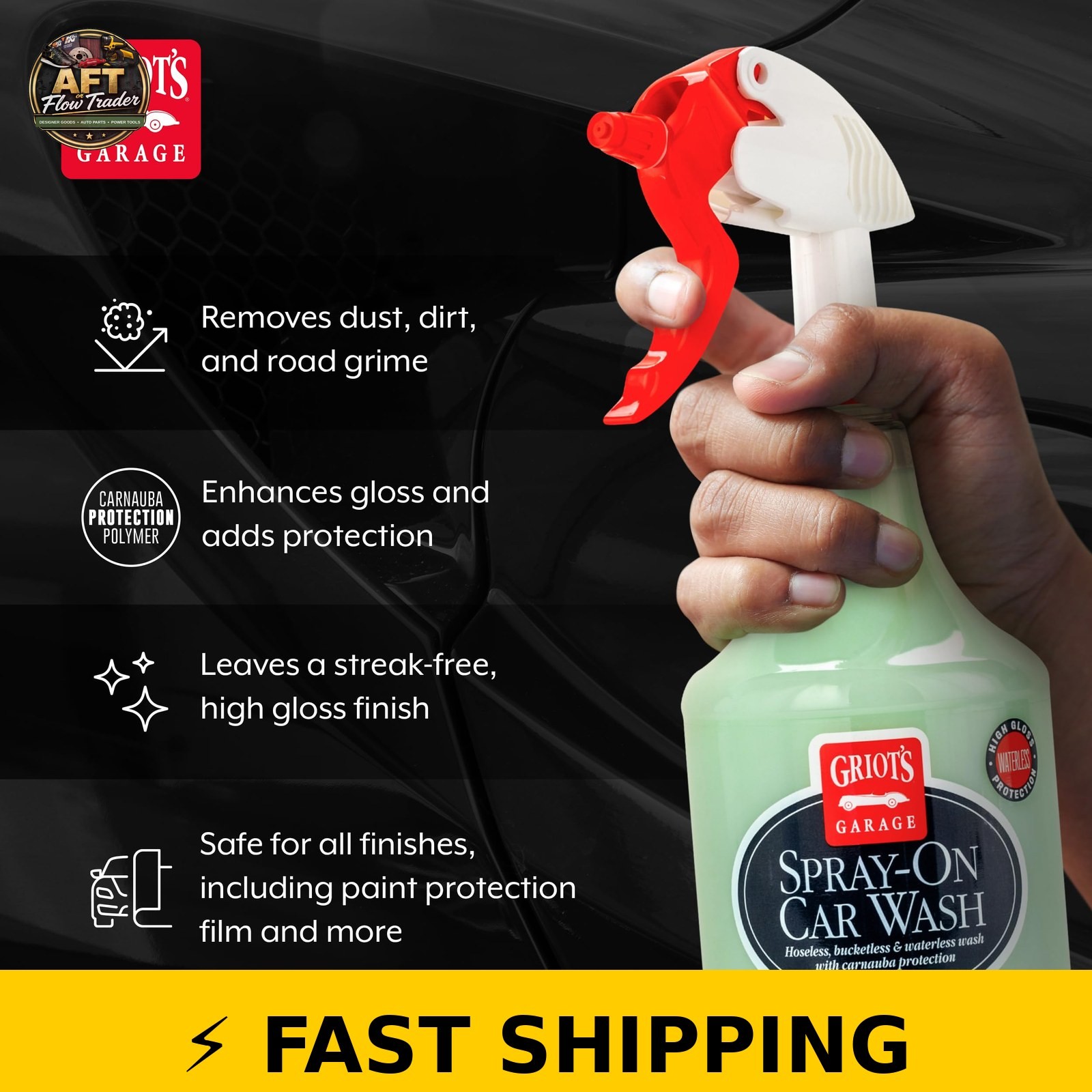 Griot’s Garage Spray-On Car Wash 35oz with Carnauba Wax Protection