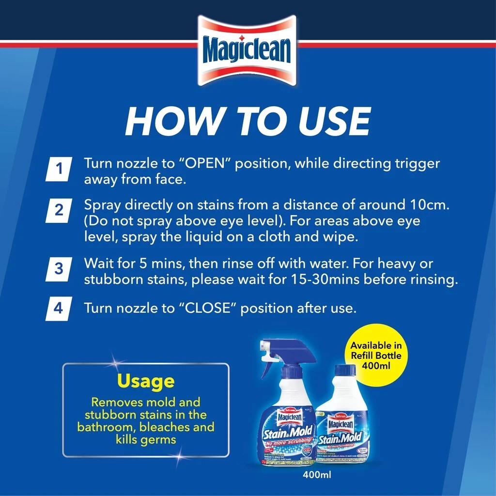 MAGICLEAN Stain & Mold Remover 400ml ( Bundles of 4 ) By KAO Made In Japan