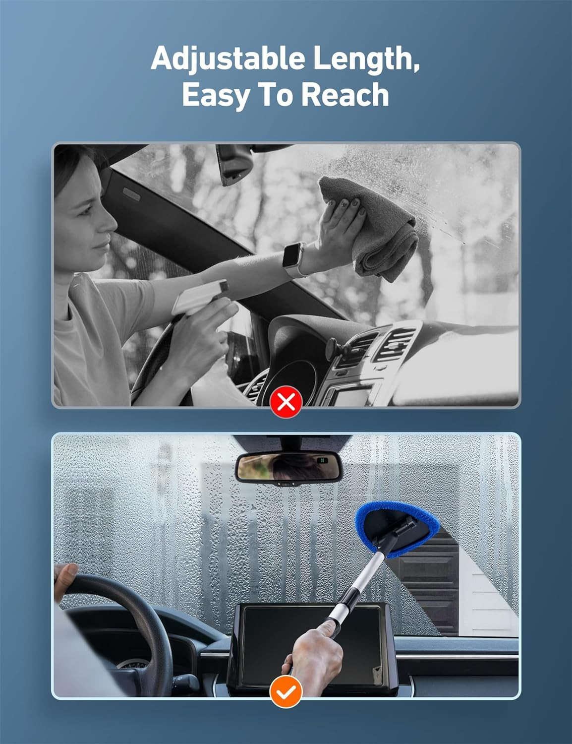 Windshield Cleaning Tool, Car Window Cleaner Windshield Cleaner with 8 Reusable
