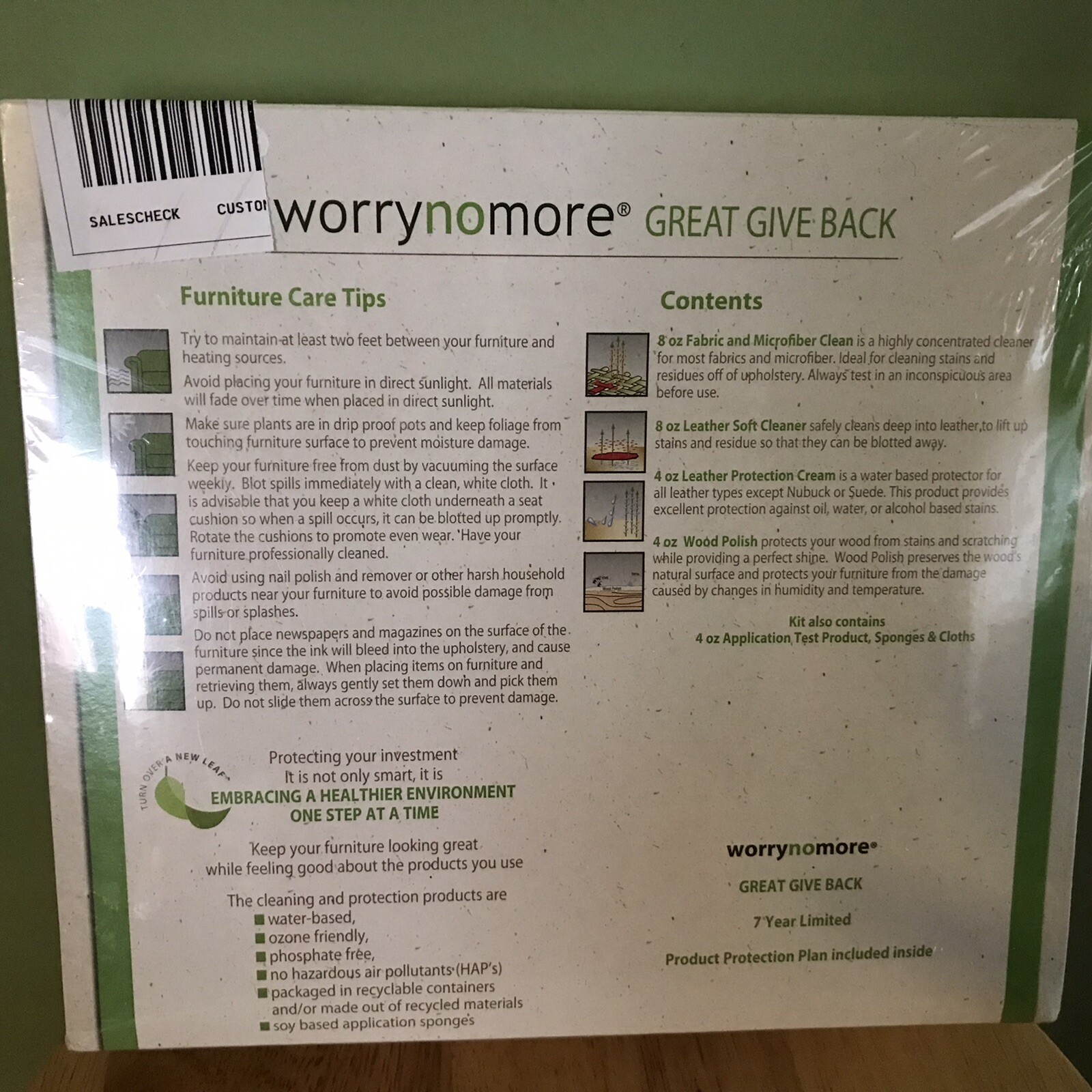 Worrynomore Great Give Back Furniture Care Products Fabric / Leather Cleaner