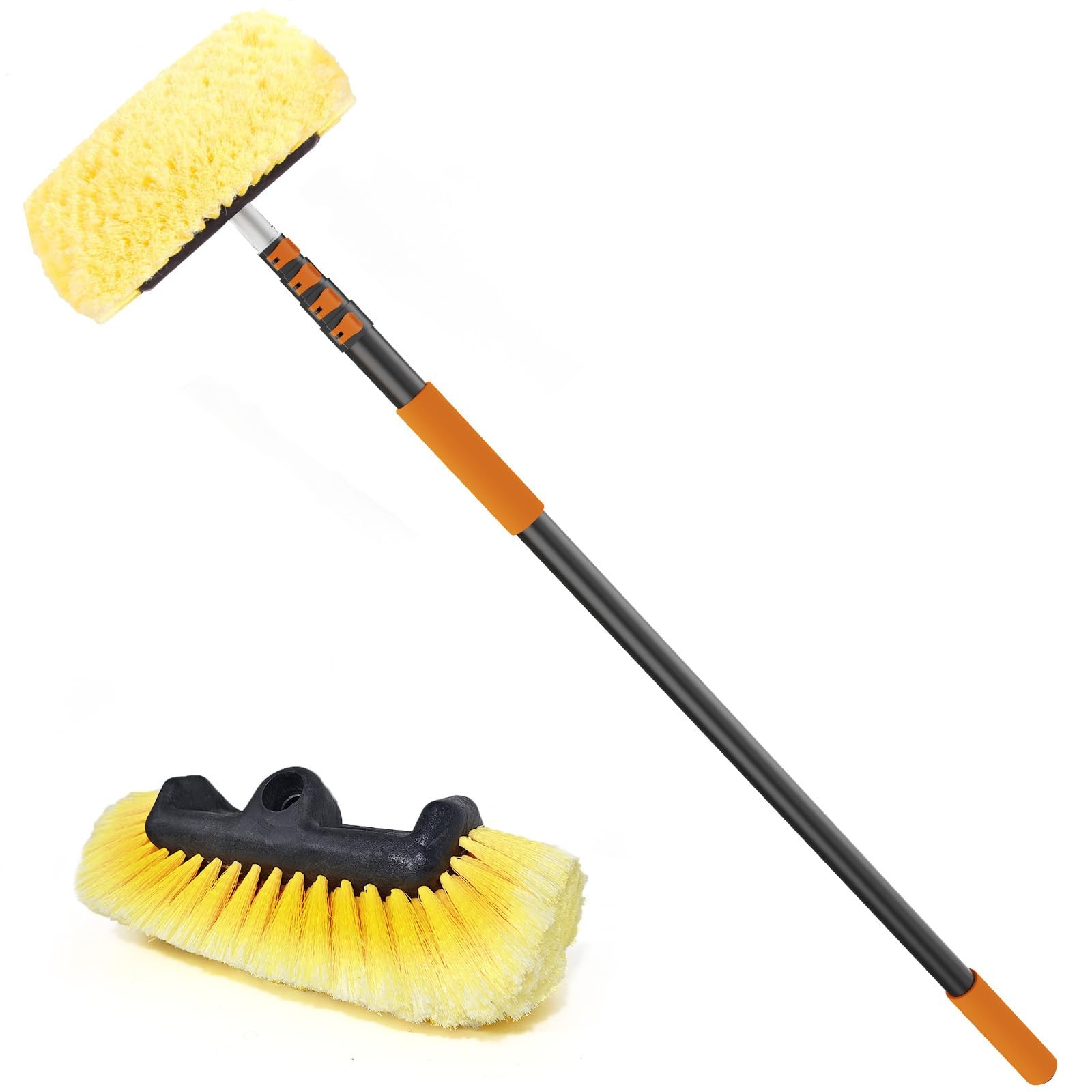 Car Wash Brush, 16FT Telescopic Car Wash Brush with Long Handle, 12-Inch Soft…
