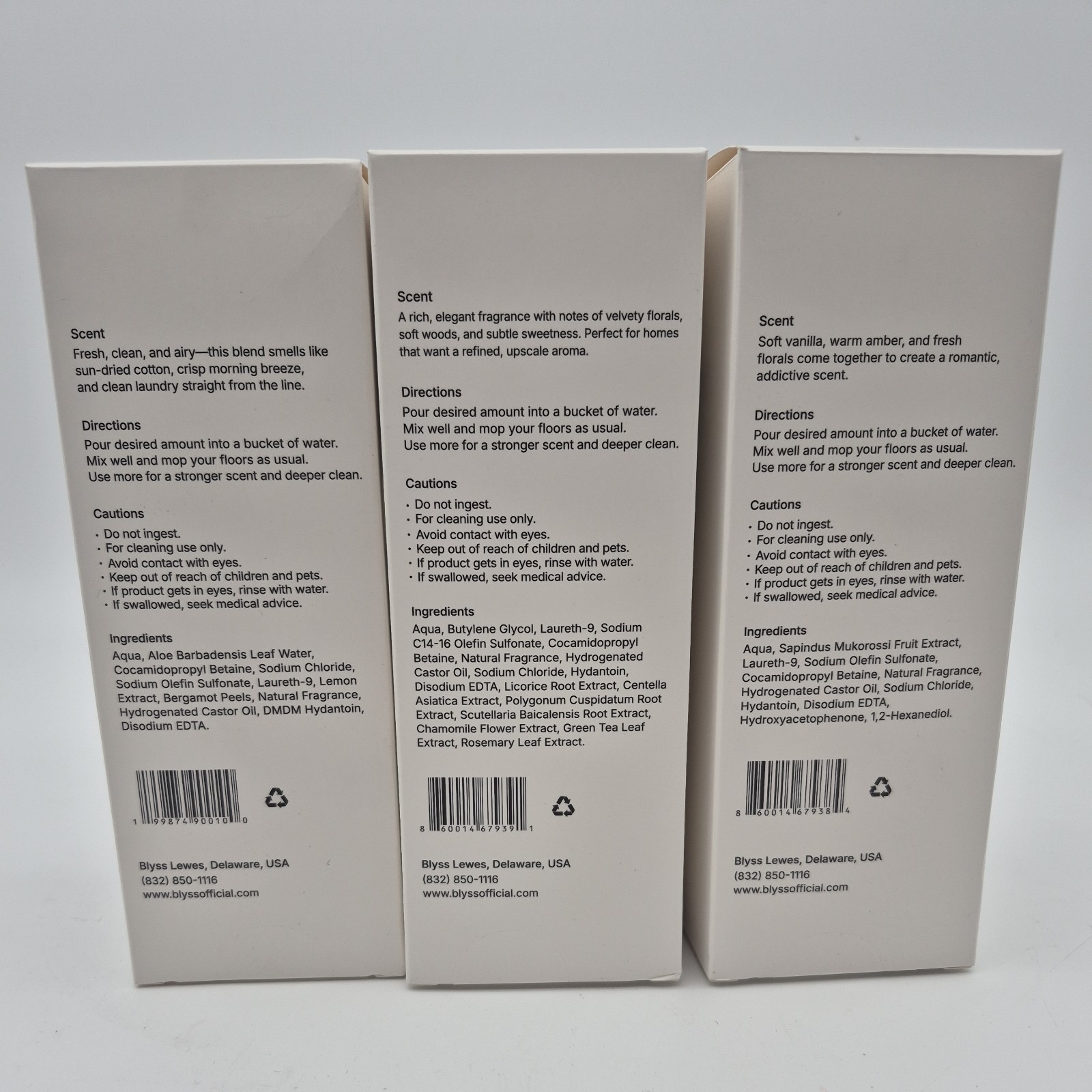 Lot of 3 Blyss Deep Cleaning & Highly Scented Mop Concentrate 16.9 Fl Oz Each