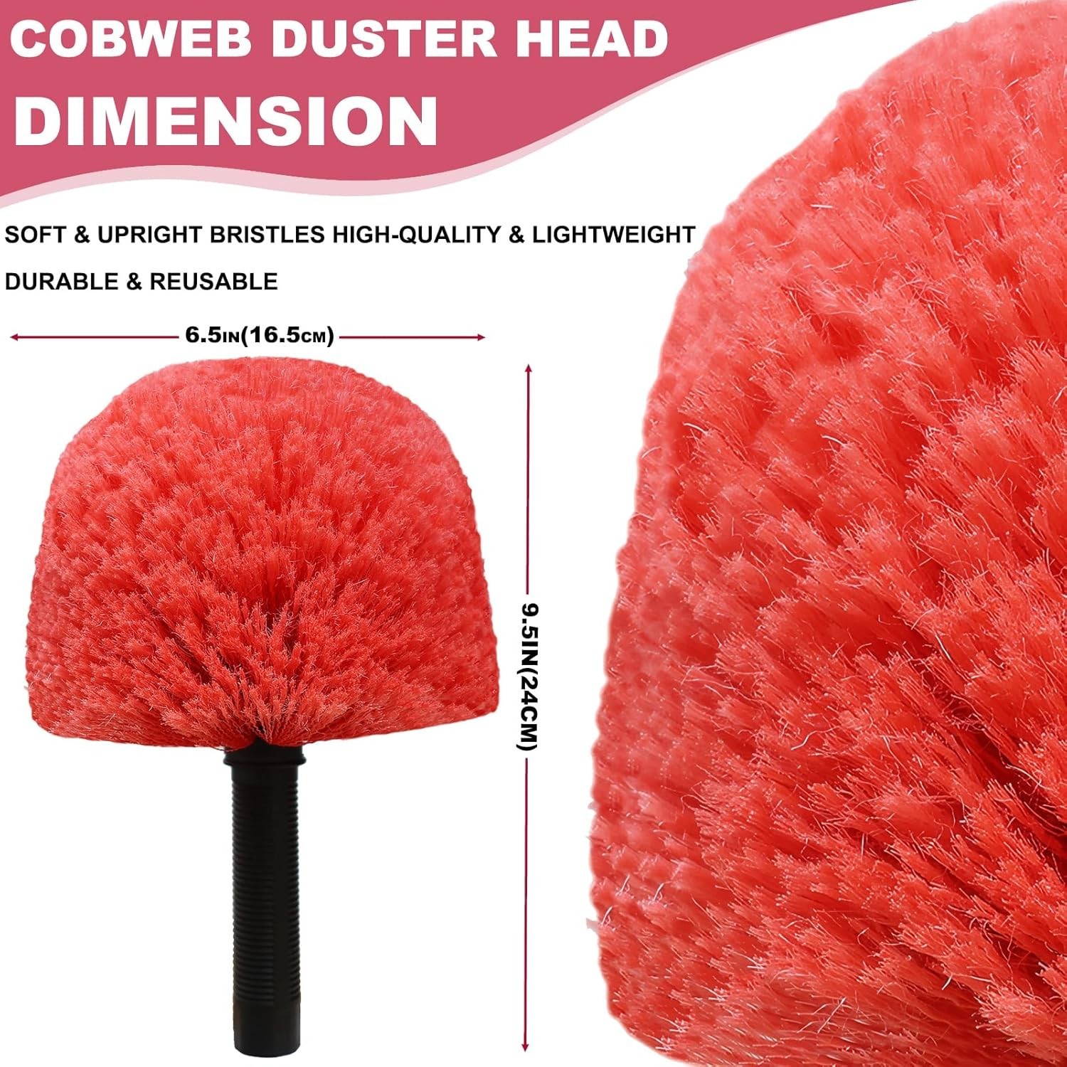 2 Pack Twist-On Cobweb Duster Head Brush – Indoor & Outdoor Spider Web Cleaning