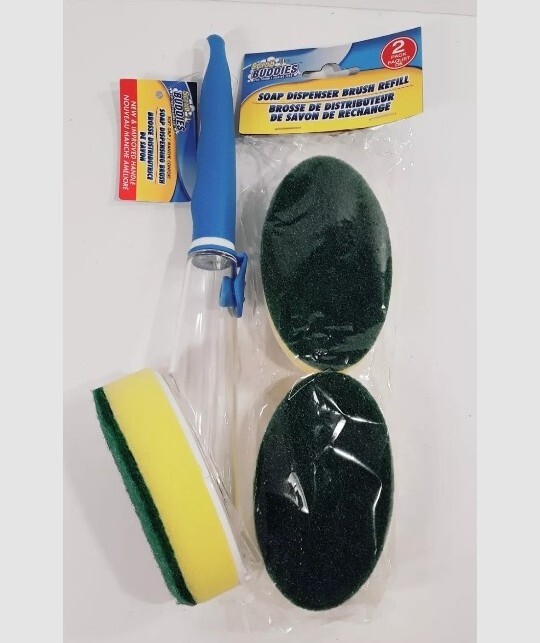 Scrub Buddies Liquid Dispensing Sponge Brush BONUS 2 Scrub Sponge Pads
