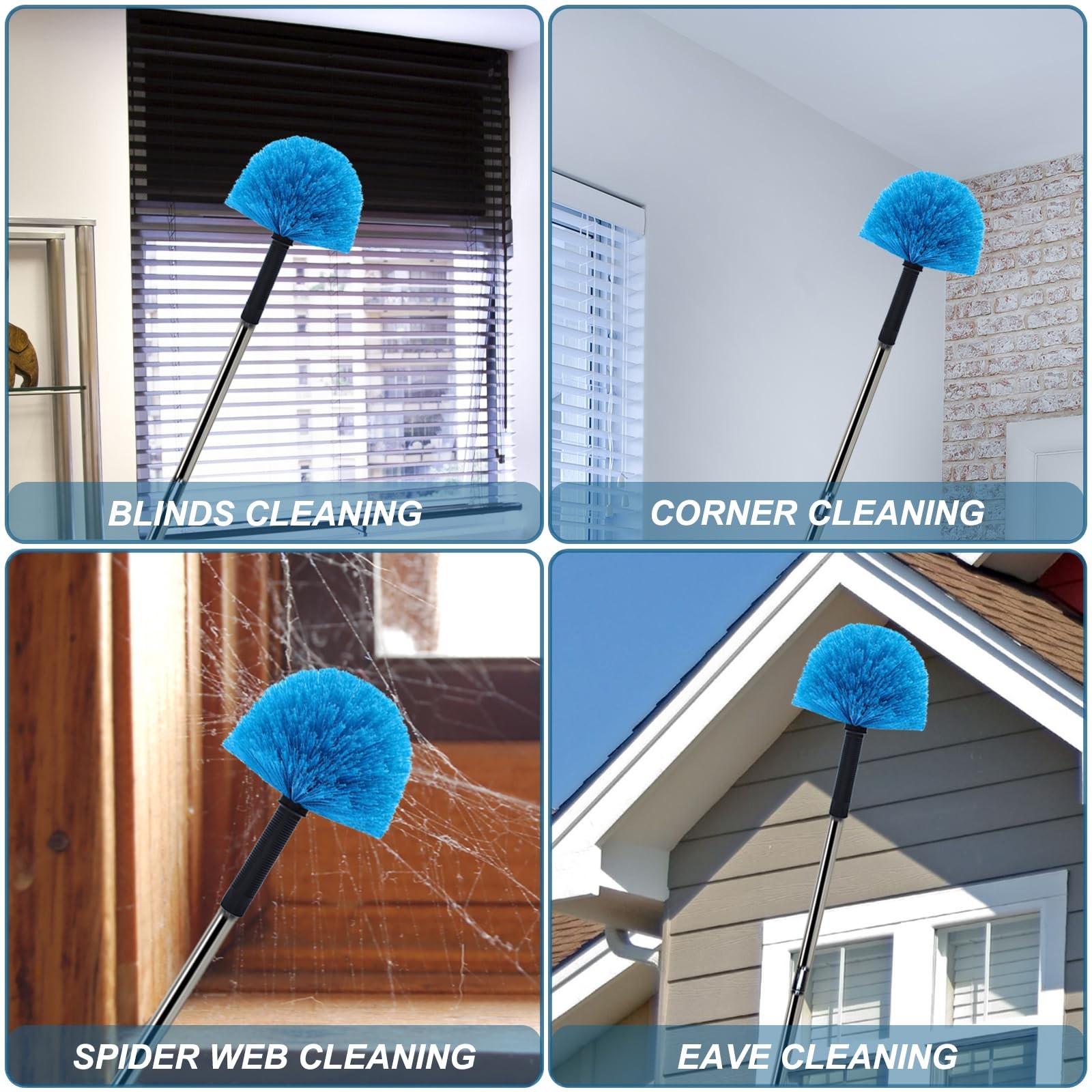 Twist-On Cobweb Duster Head Brush Indoor Outdoor Spider Web Remover Duster