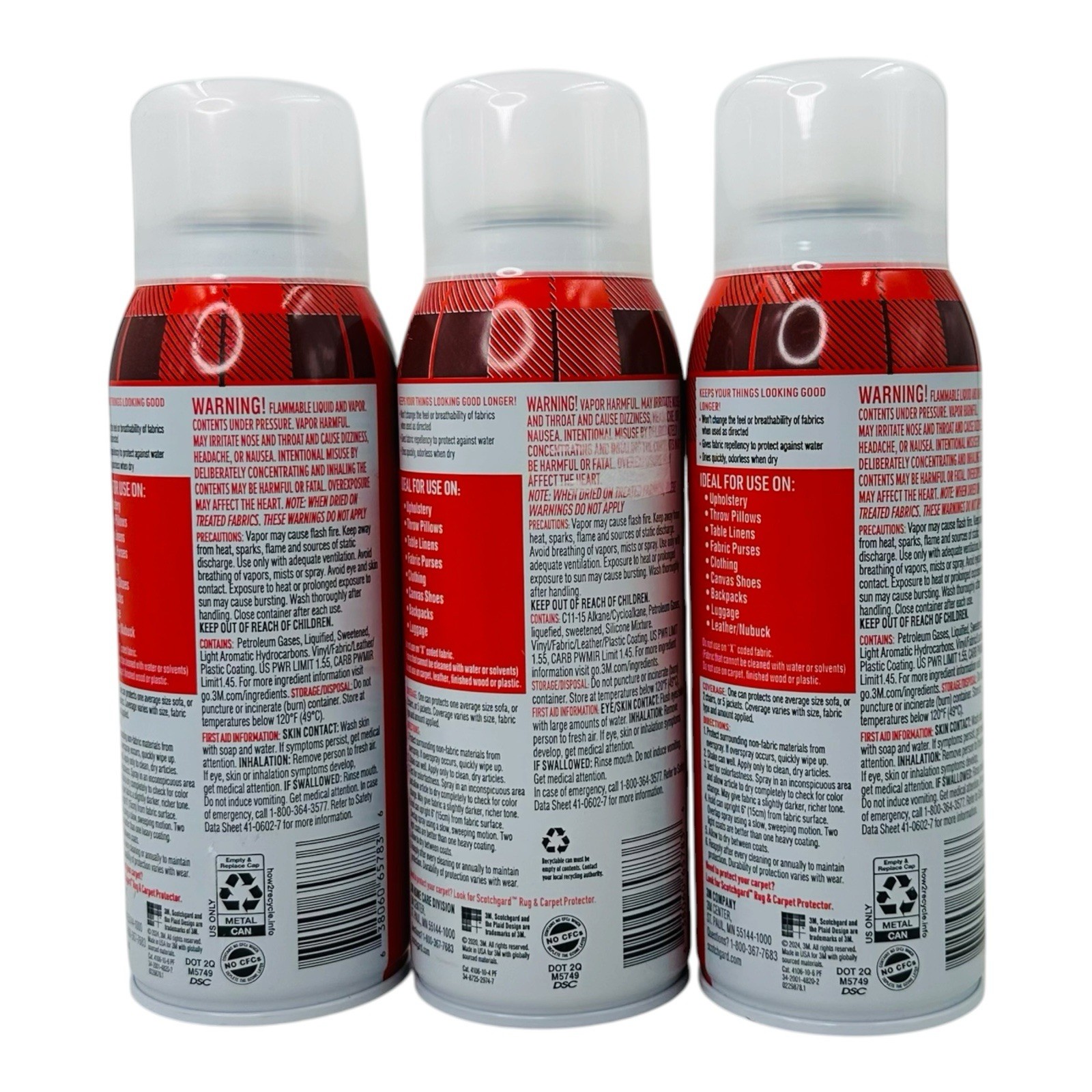 3 Cans 3M Scotchgard Fabric Water Shield 10oz Aerosol Can
