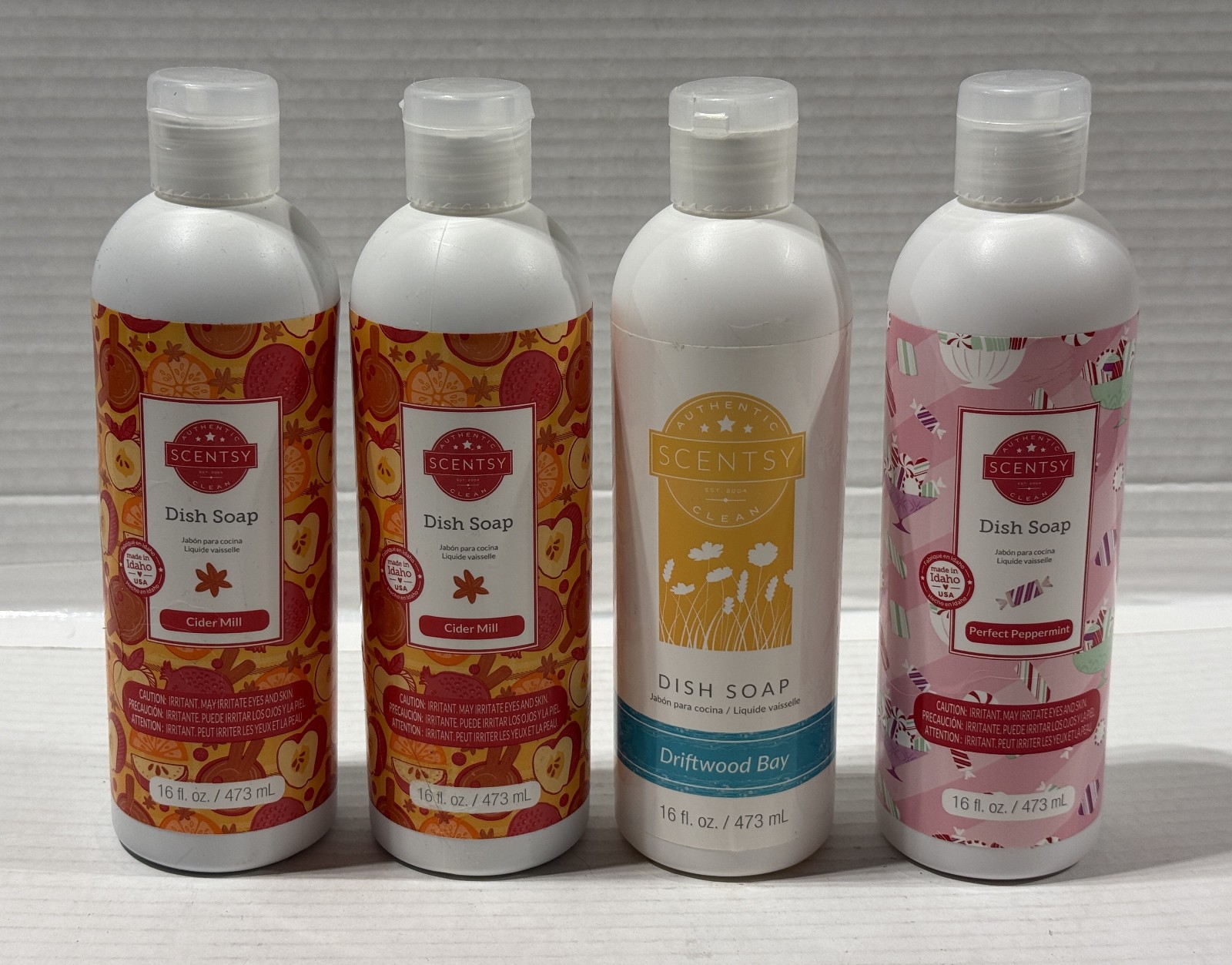 Lot of 4 SCENTSY Dish Soap – Cider Mill – Perfect Peppermint – Driftwood Bay NEW