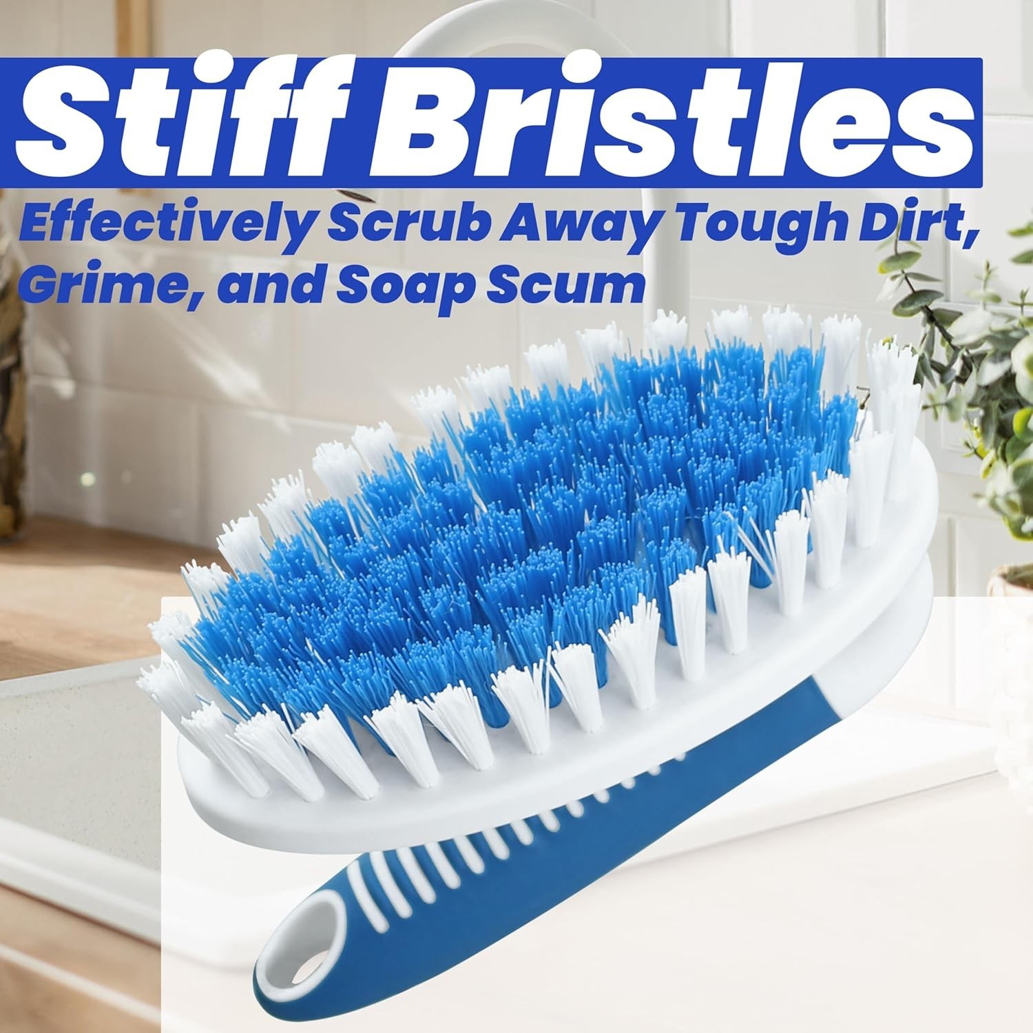Scrub Brush, 2 Pack Household Cleaning Brushes with Stiff Bristles, Scrubbing Br