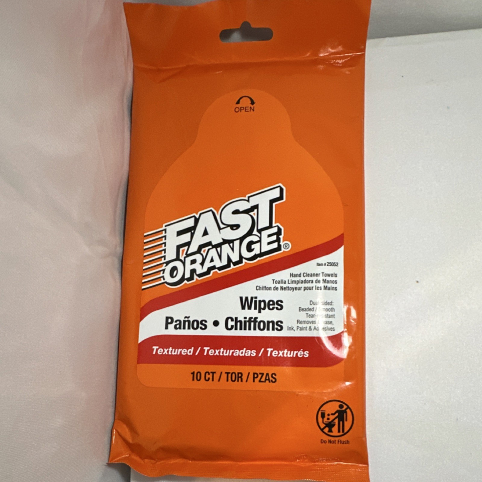 Fast Orange Textured Tear-Resistant Hand Cleaner Towels Wipes for Hands 10 Pack
