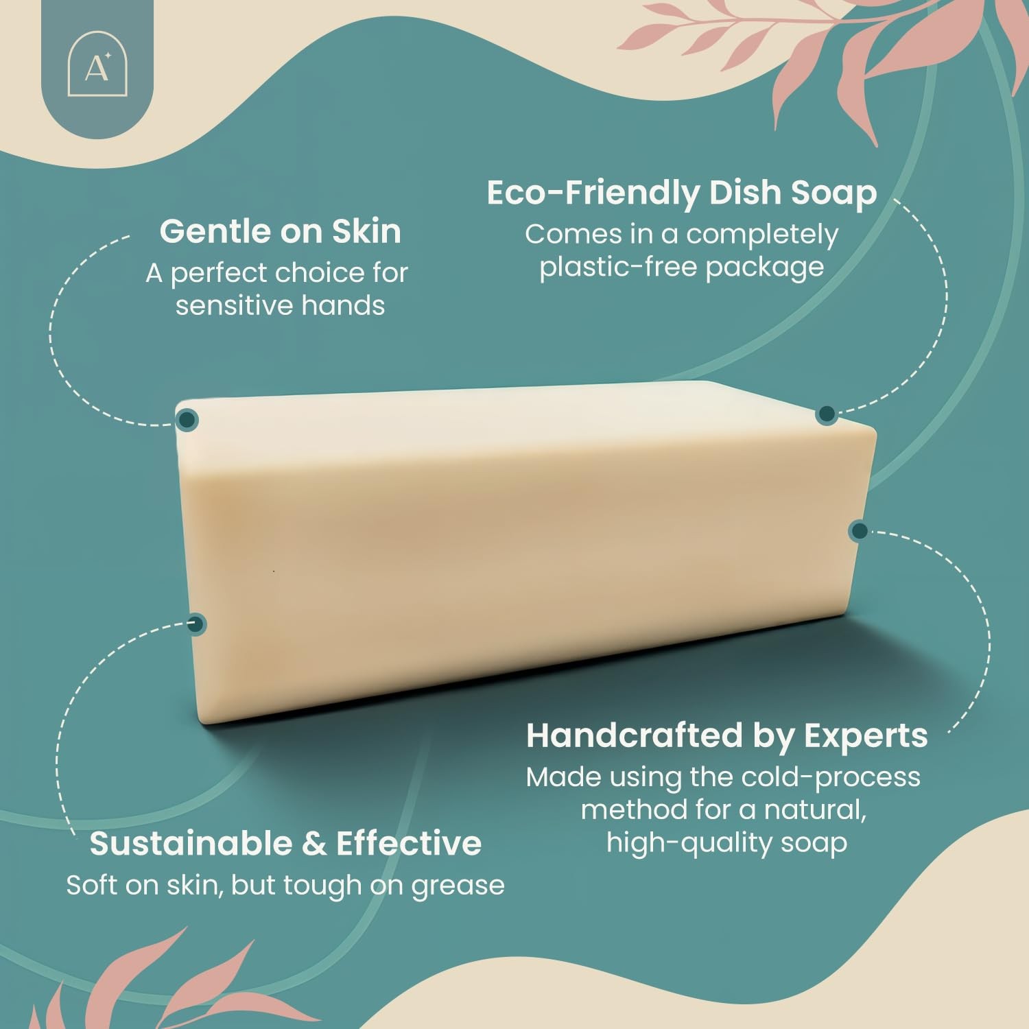 Natural Dish Soap Bar, Cleaning Dishes Solid Block for Kitchen – Organic Biod…