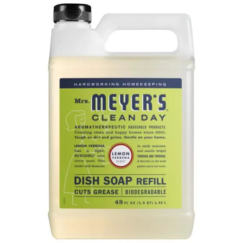 Mrs. Meyer’s Clean Day Liquid Dish Soap Refill Lemon Verbena Scent 48 oz Bottle