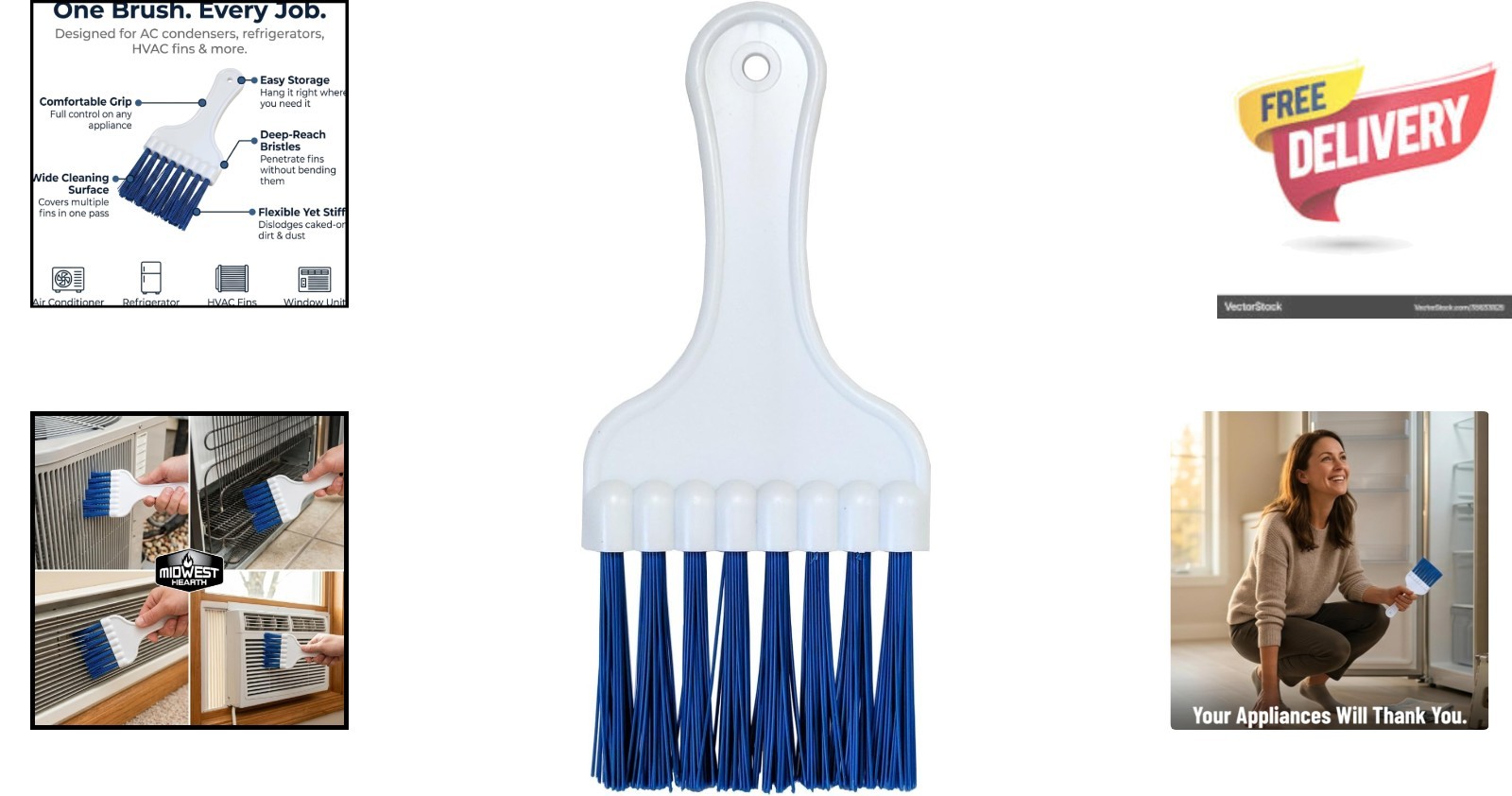 Long Bristle HVAC Coil Cleaning Brush – Efficient AC & Refrigerator Cleaner